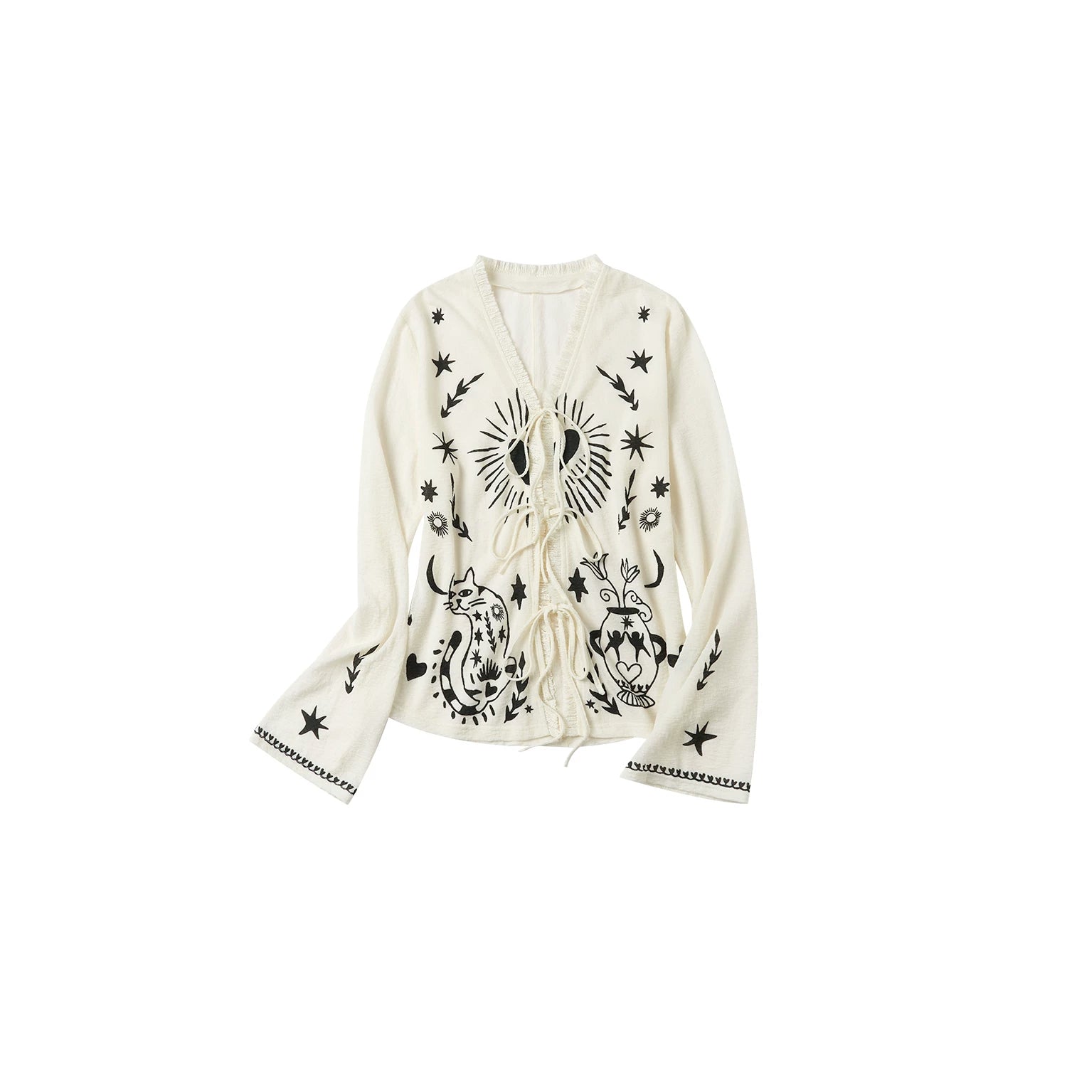 Celestial Familiar Spellbound Tie‑Front Cardigan