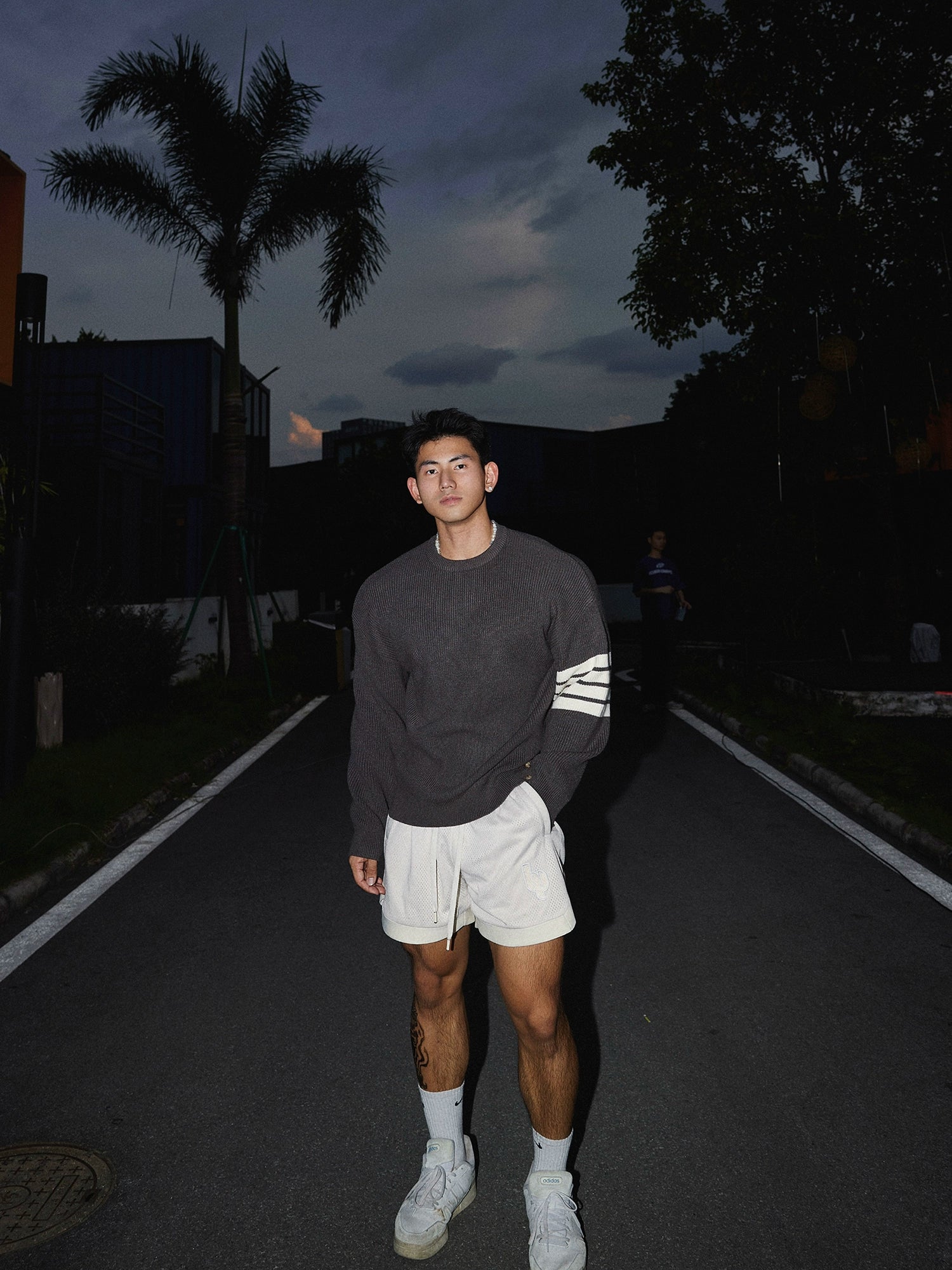 Crewneck Striped Sleeve Sweater