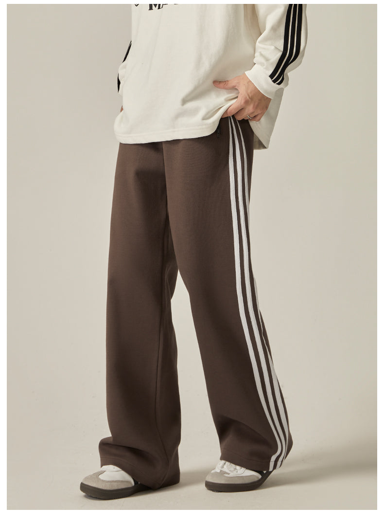 Brown Striped Wide Track Pants