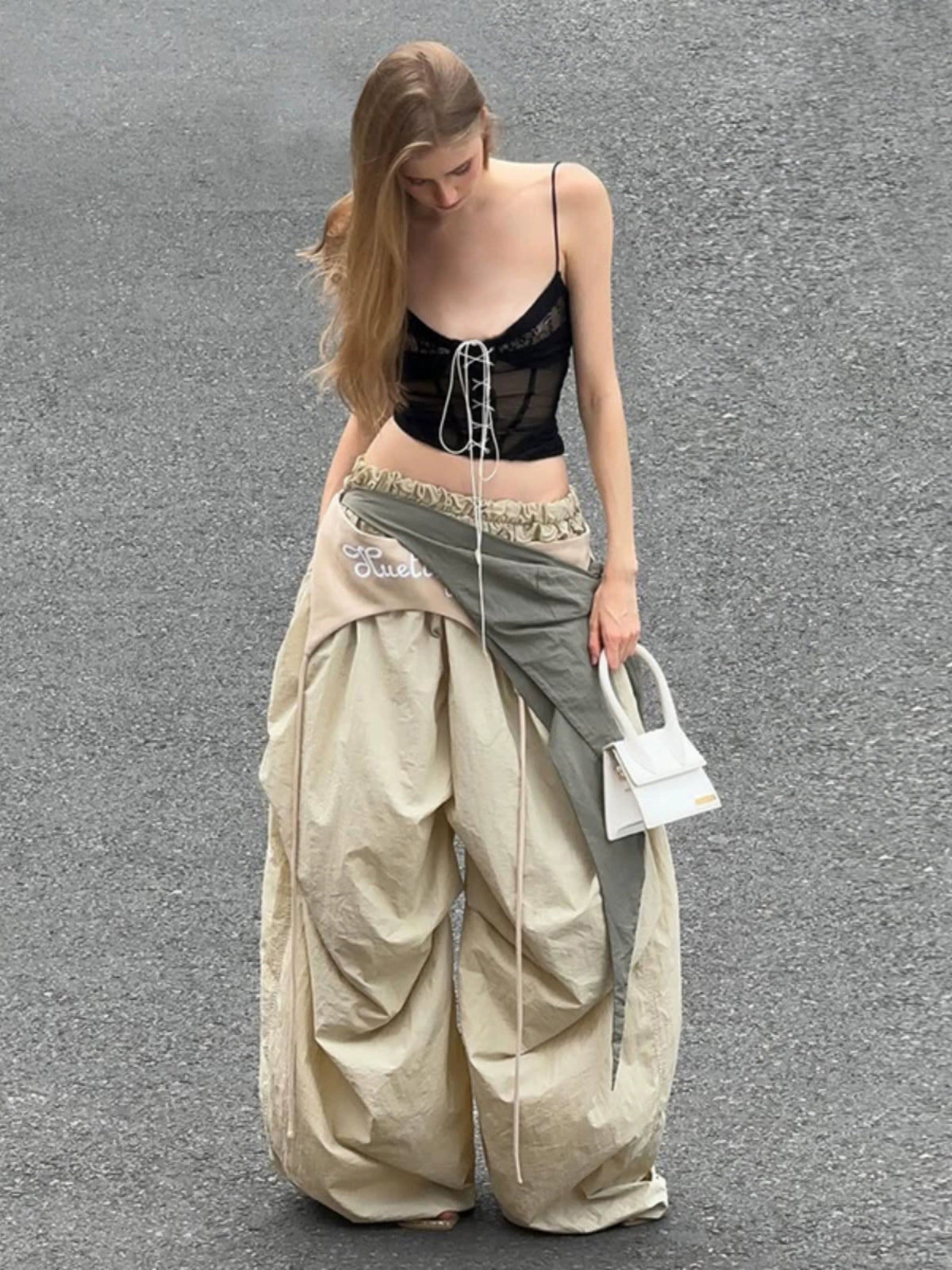 Deconstructed Drawstring Cargo Pants