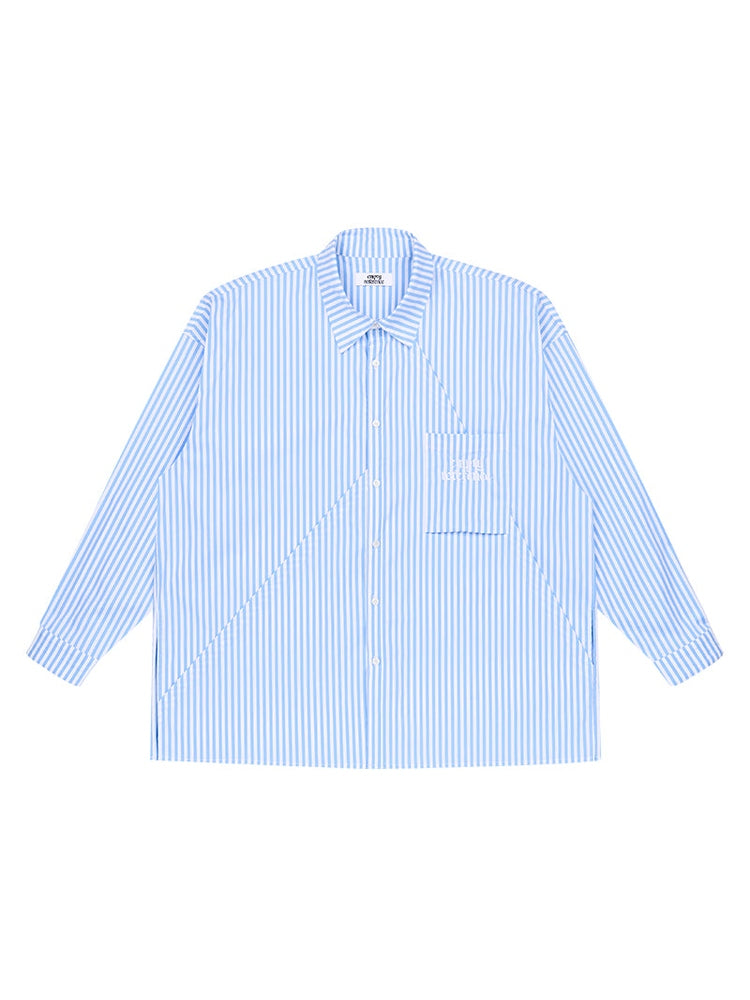 Geometric Stripes Structured Long Sleeved Shirt - chiclara