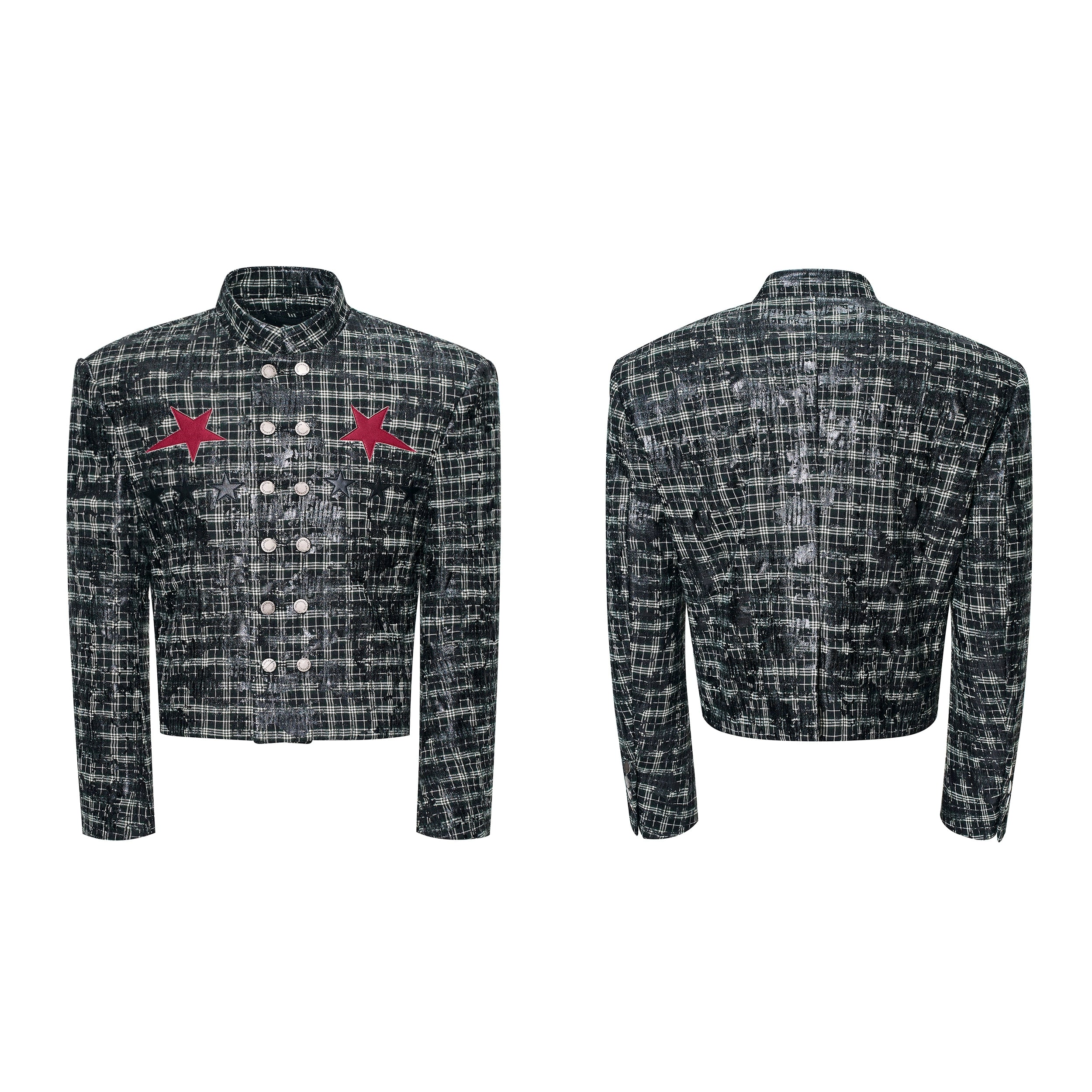Plaid Star Button Up Blazer and Pants Setup