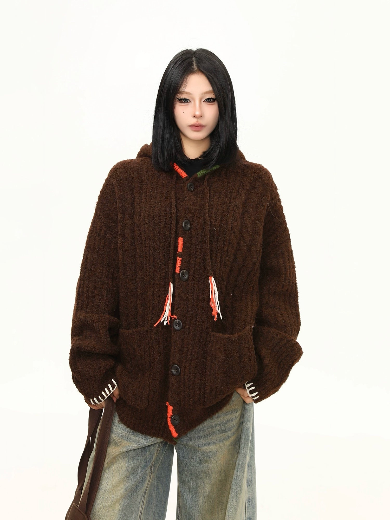 Cocoa Hearth Hooded Knit Cardigan