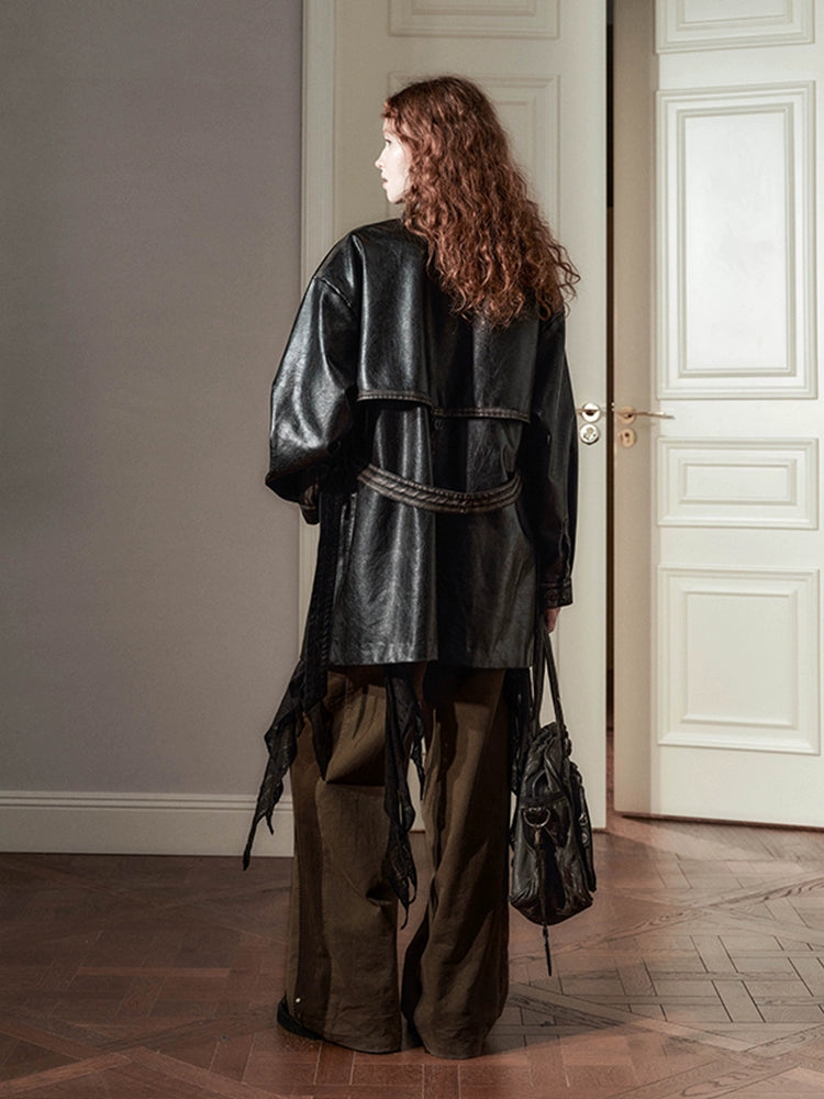 Artisan Stitch Detail Wide-Leg Pants