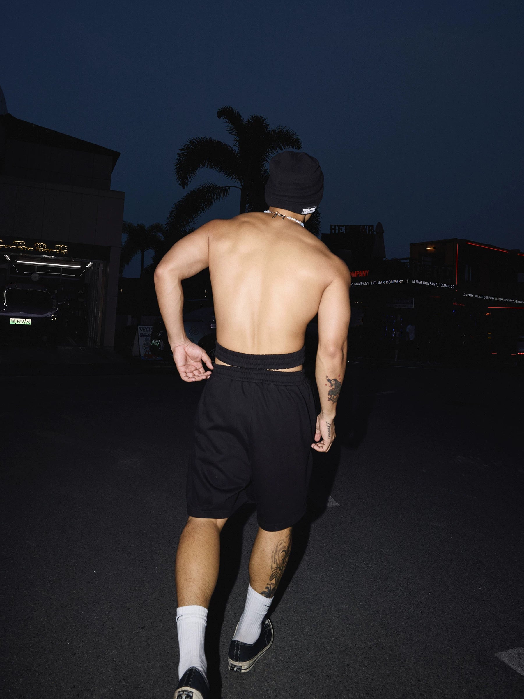 Double-Waist Black Shorts