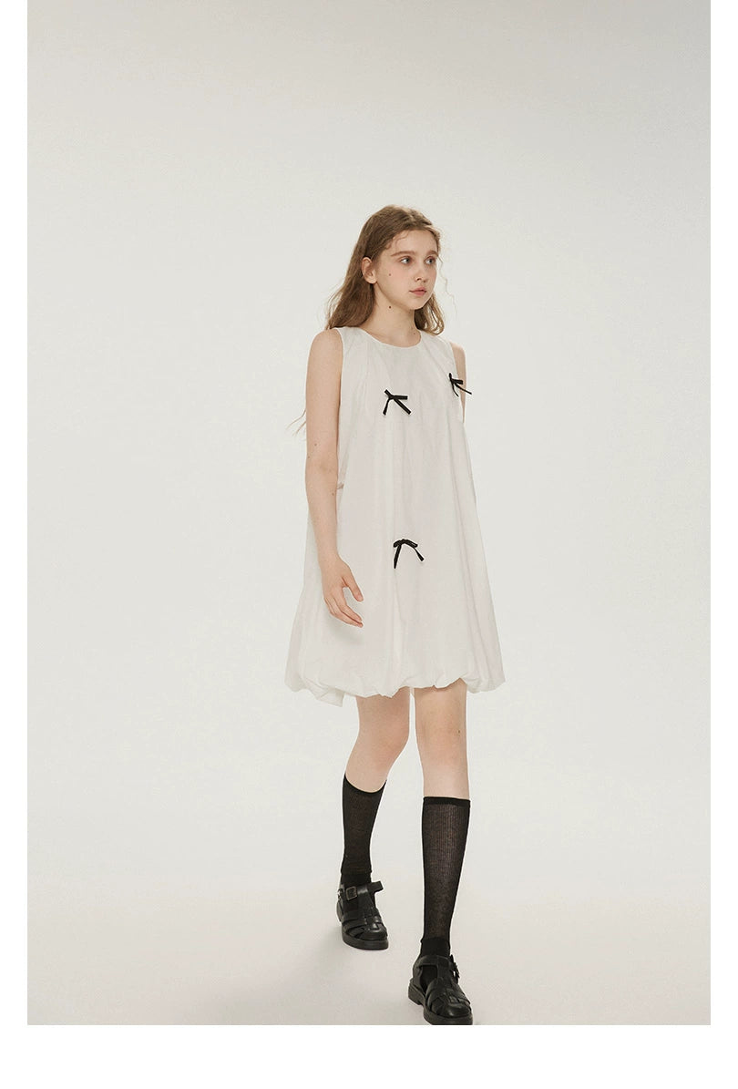 Bow Bubble Sleeveless Summer Dress