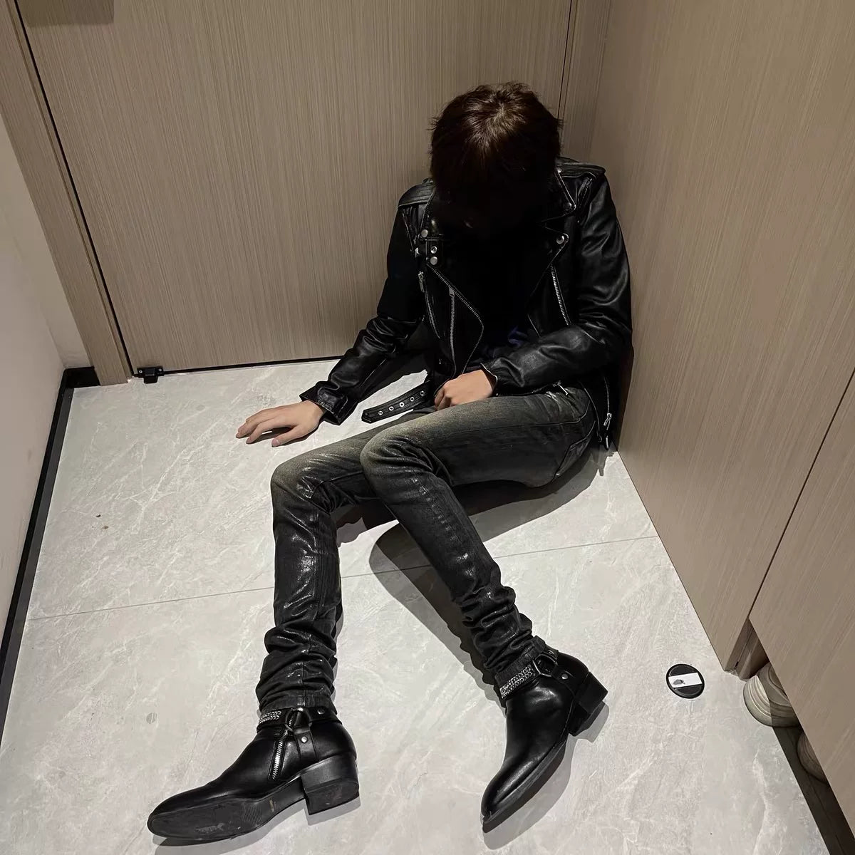 Mercury Sheen Oil-Slick Coated Jeans