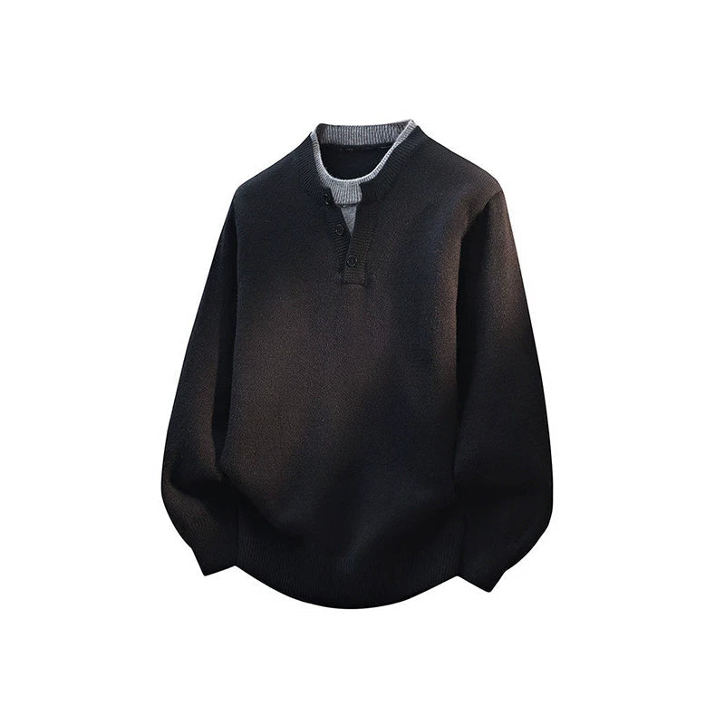 Frost Collar Layered Henley Sweater