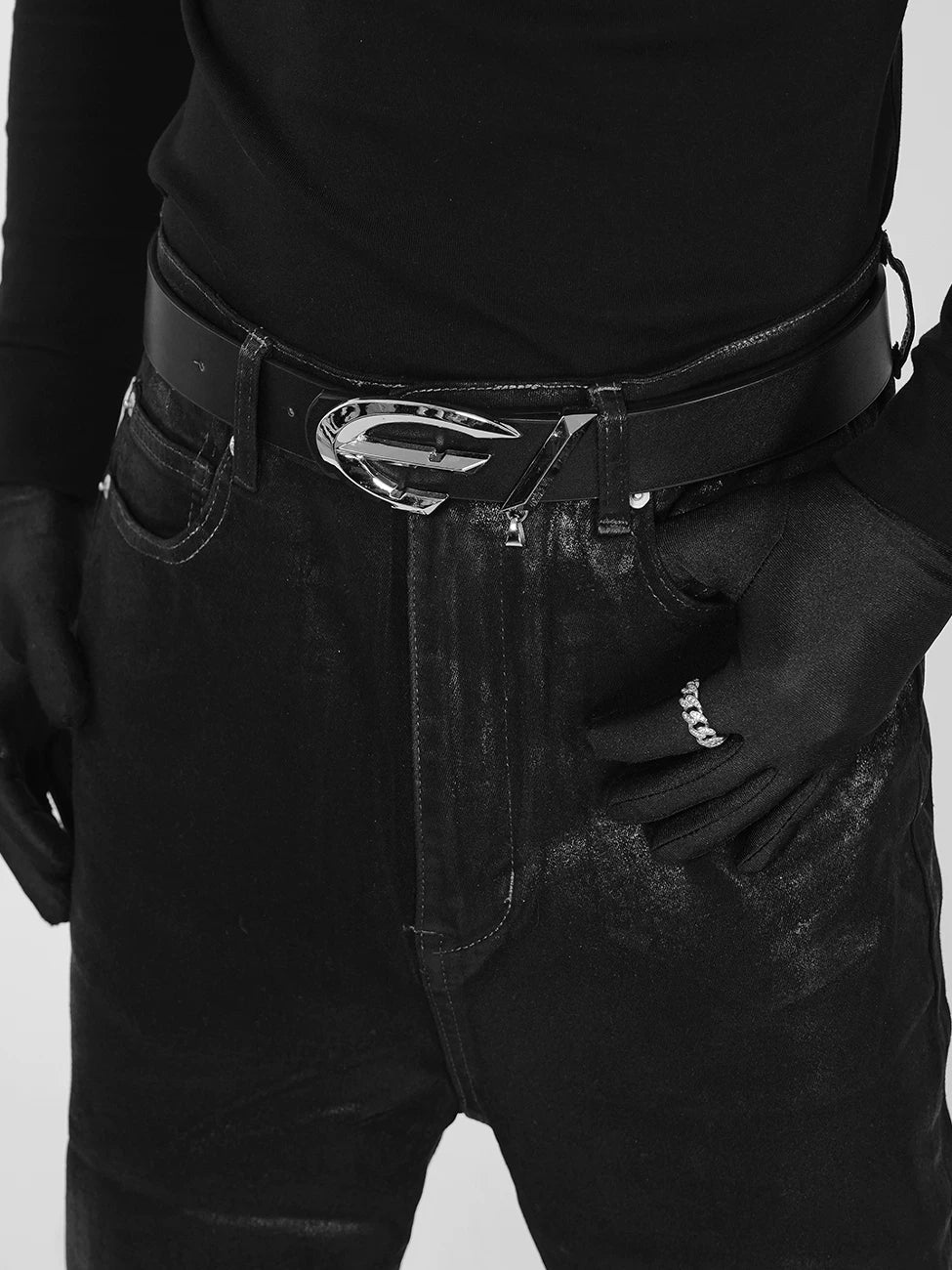 Eclipse Slash Chrome Buckle Belt