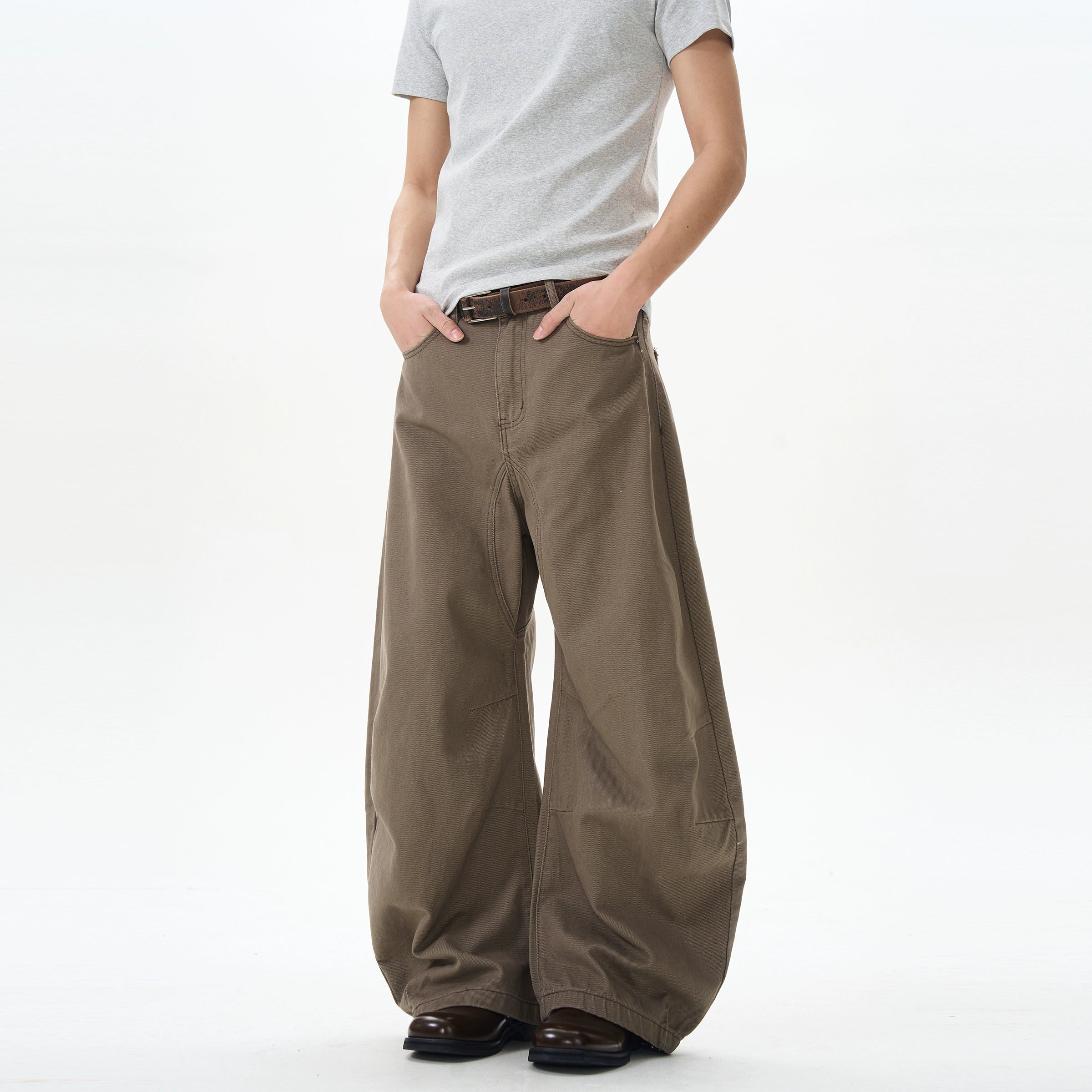 Brown Skater Wide Leg Pants