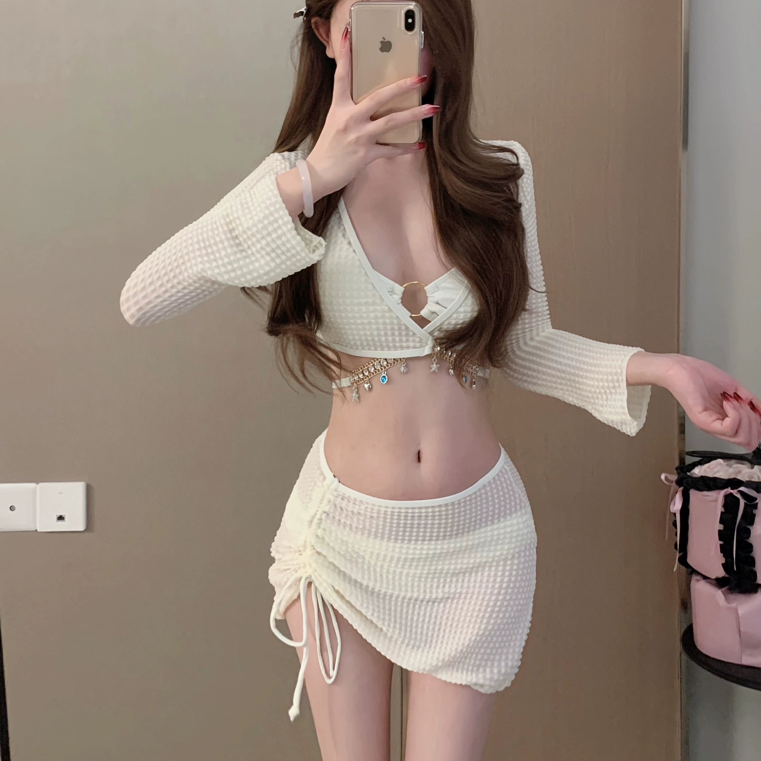Watercolor Whisper Ruffle Chiffon Swim Set