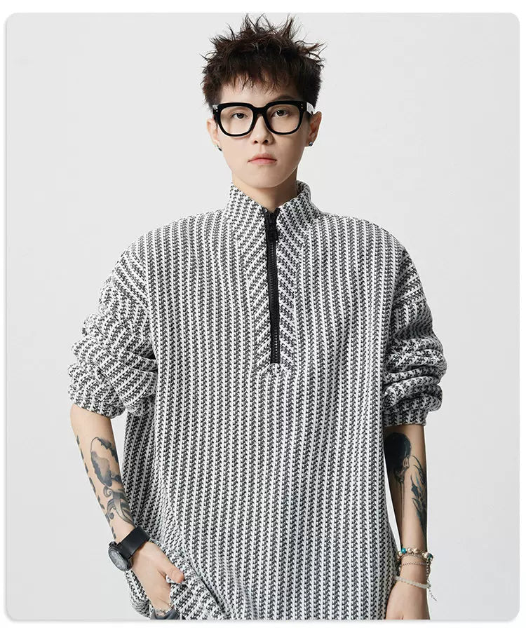 Pixel Weave Half-Zip Pullover