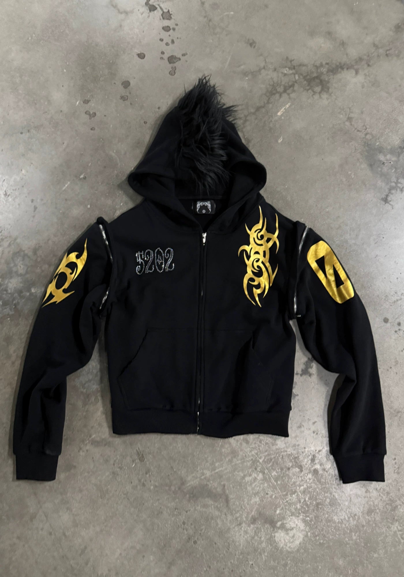Solar Fang Fur-Hood Tribal Zip Hoodie