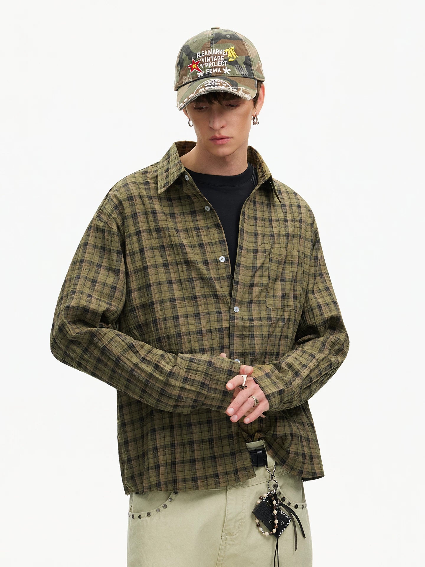 Woodland Grid Oversize Flannel Shirt
