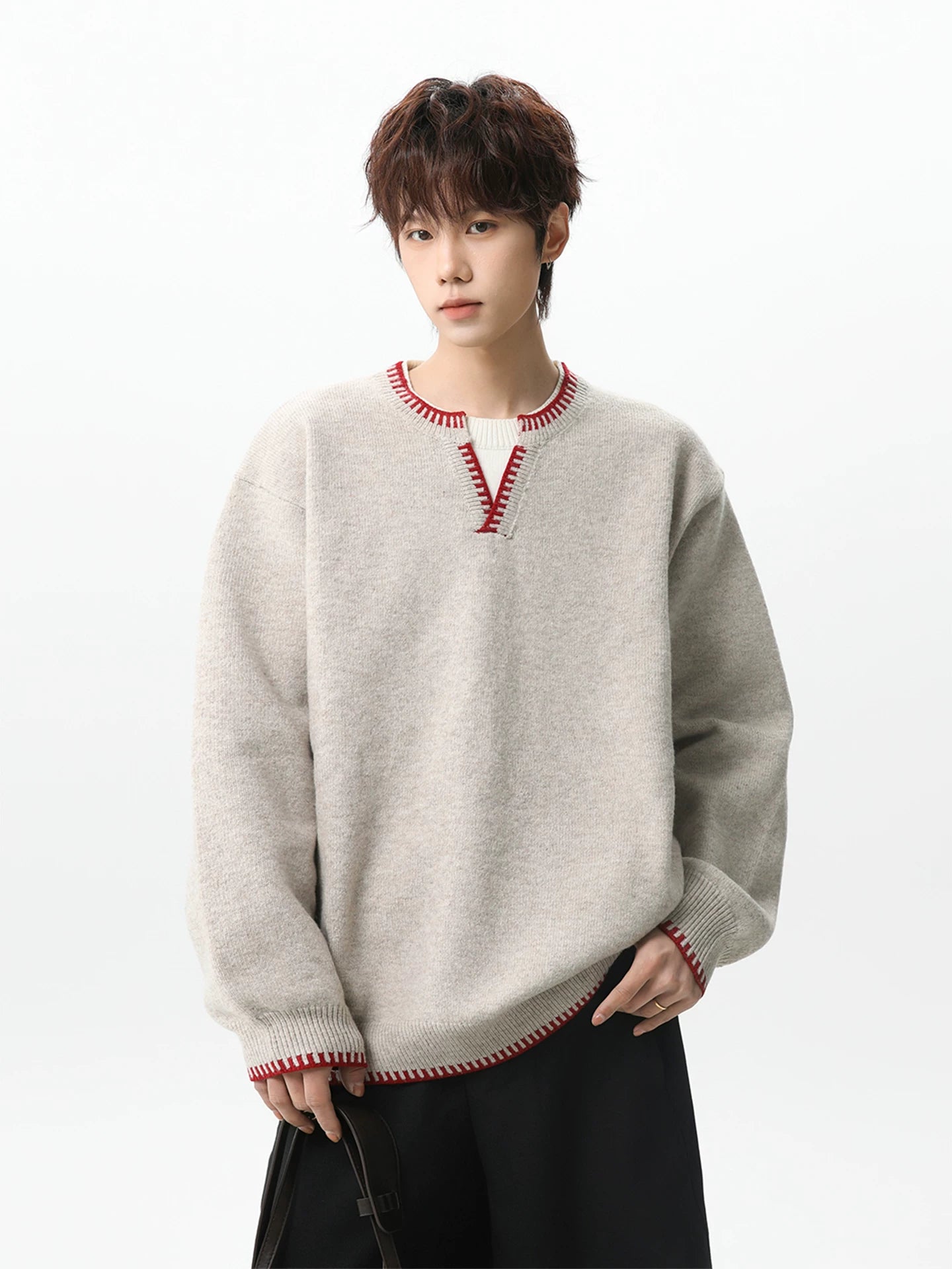 Ember Stitch Charcoal Knit Pullover