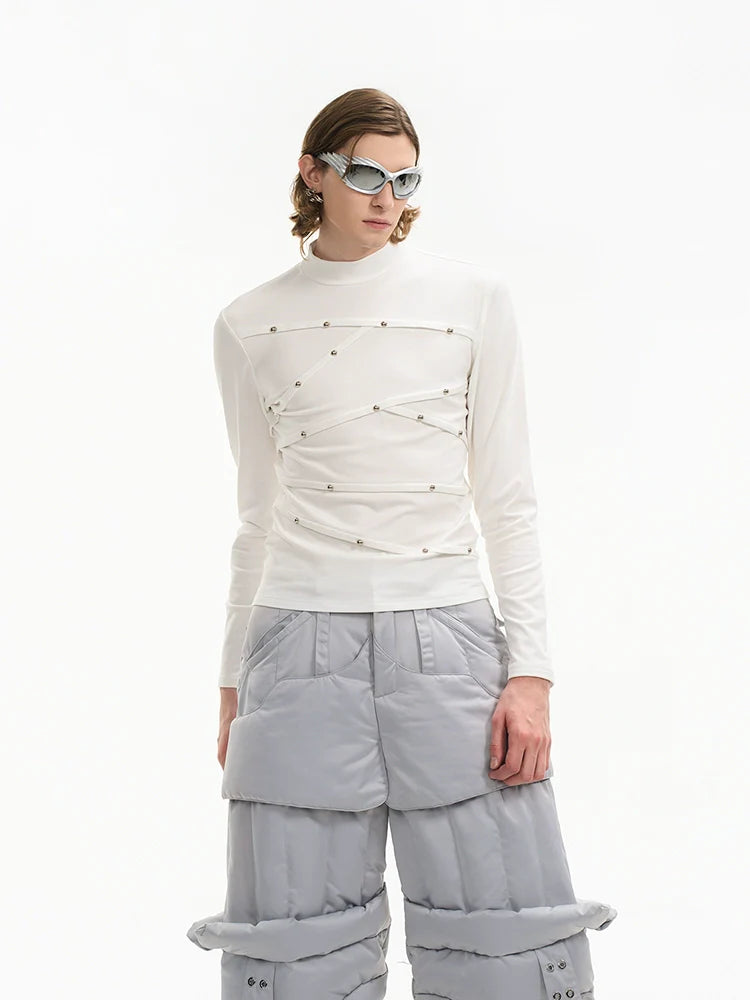 Studded Cyber Turtleneck T-Shirt