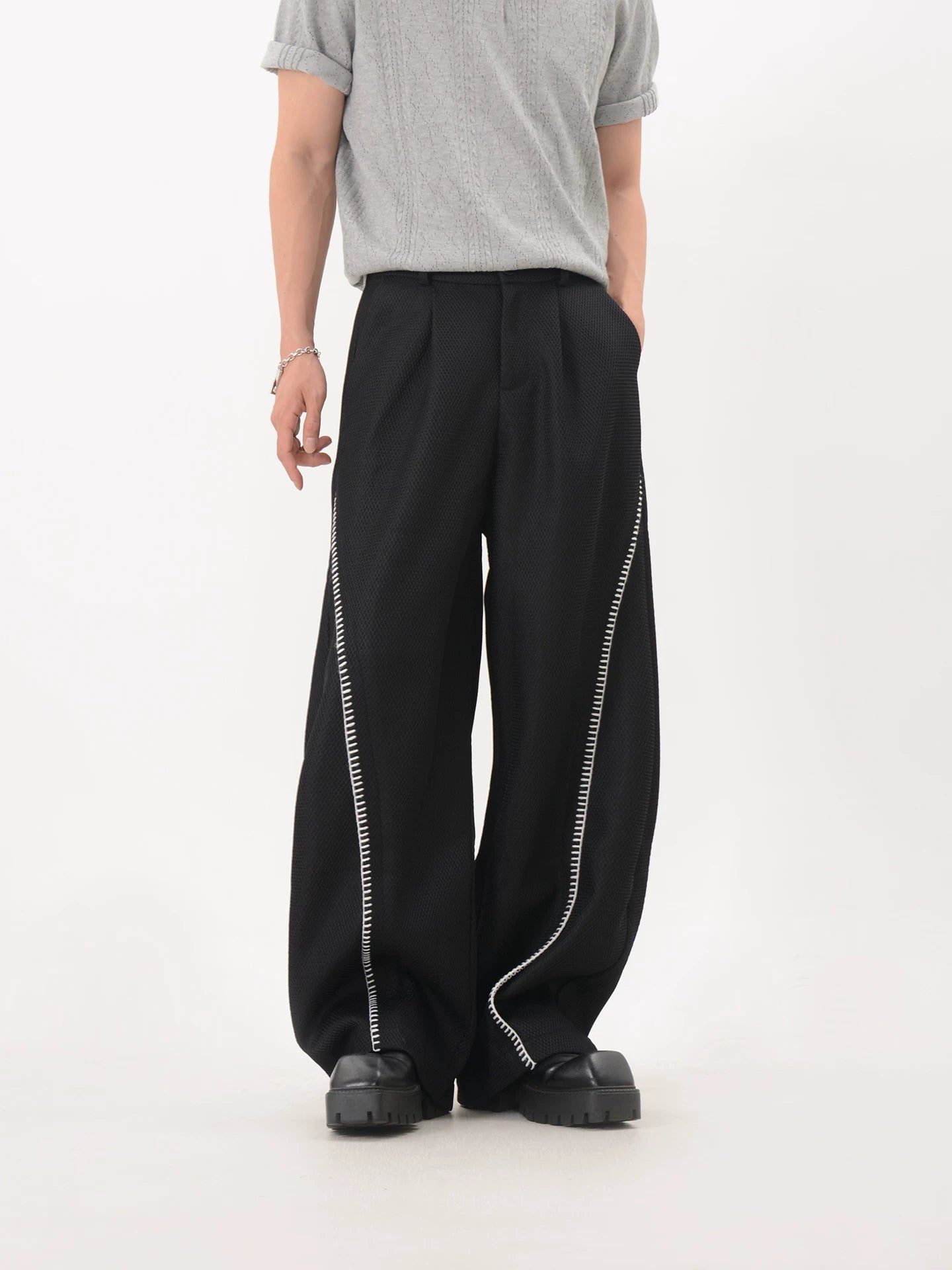 Curve Mesh Wide Trousers