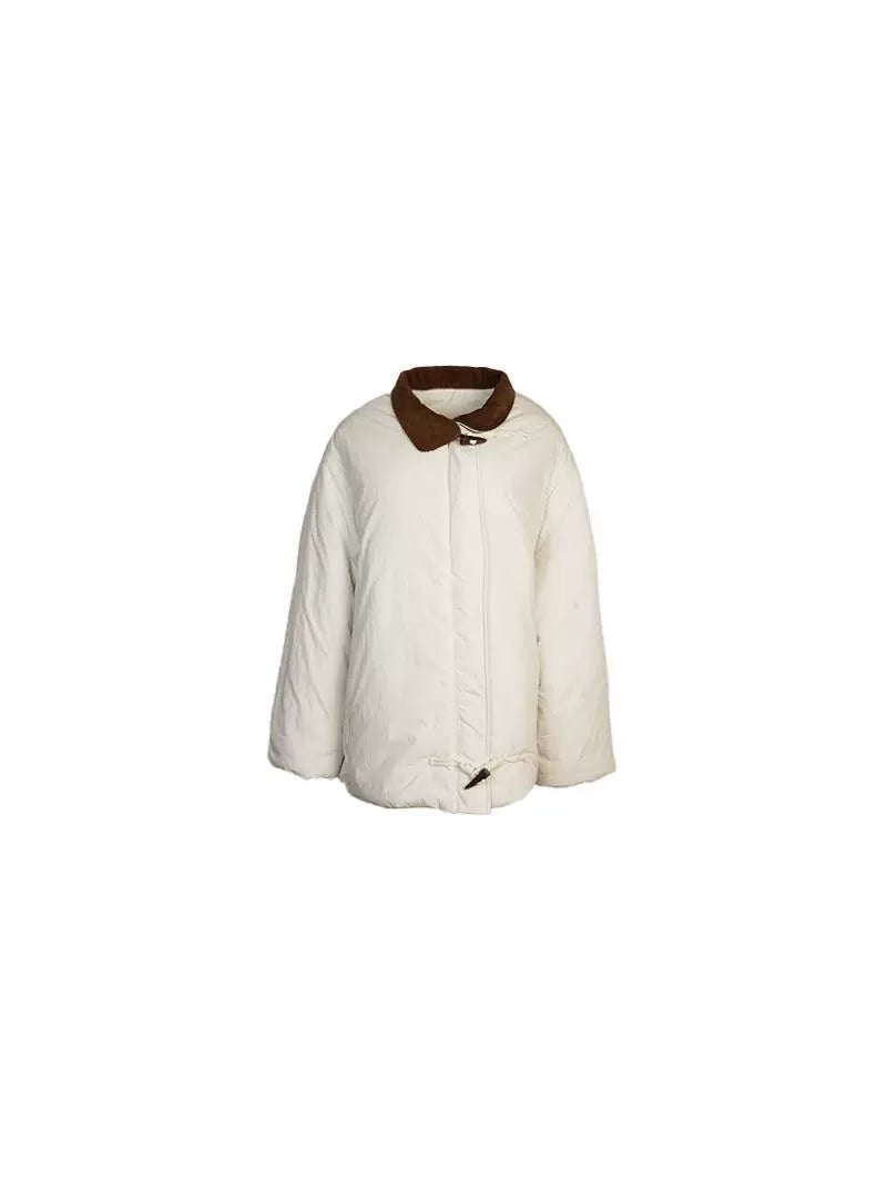 Corduroy Contrast Collar Quilted Jacket