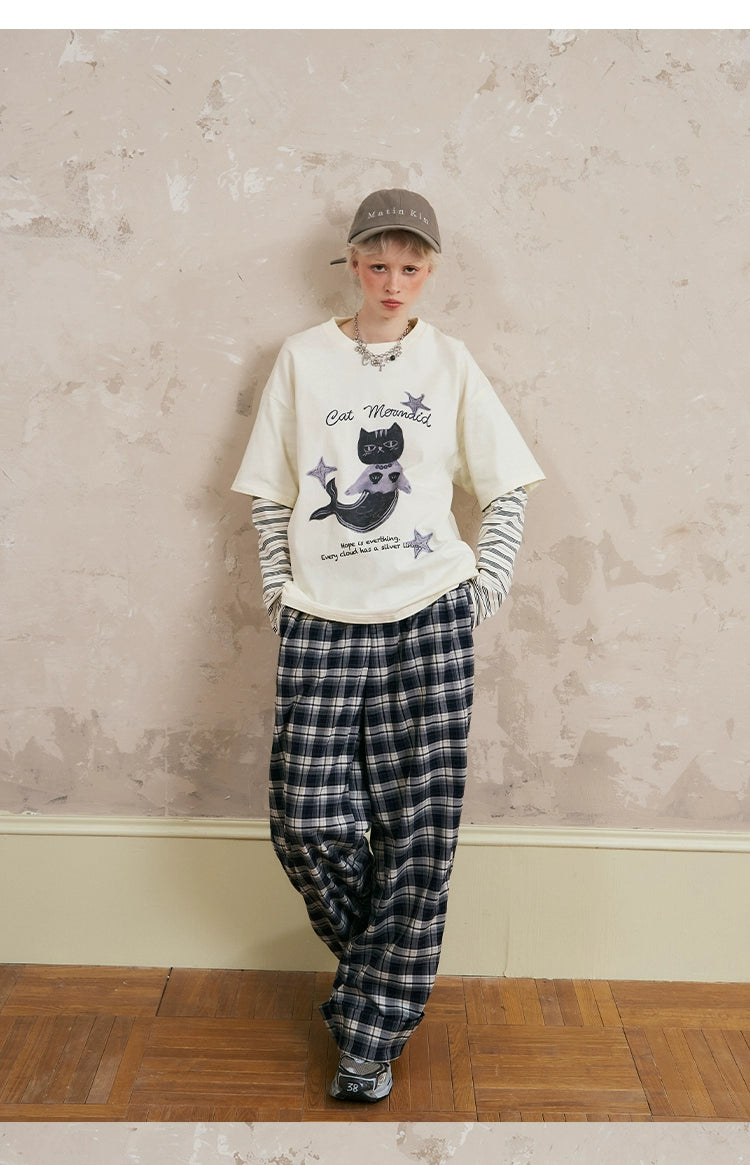 Vintage Graphic Print Layered Sweater