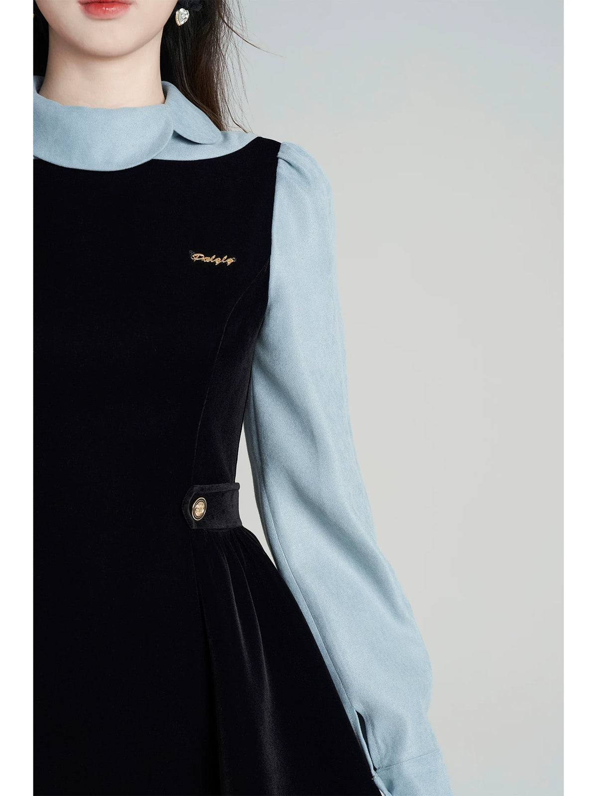 Velvet Pinafore Contrast Sleeve Dress