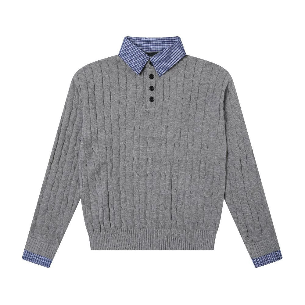 Checkcollar Cable Knit Polo