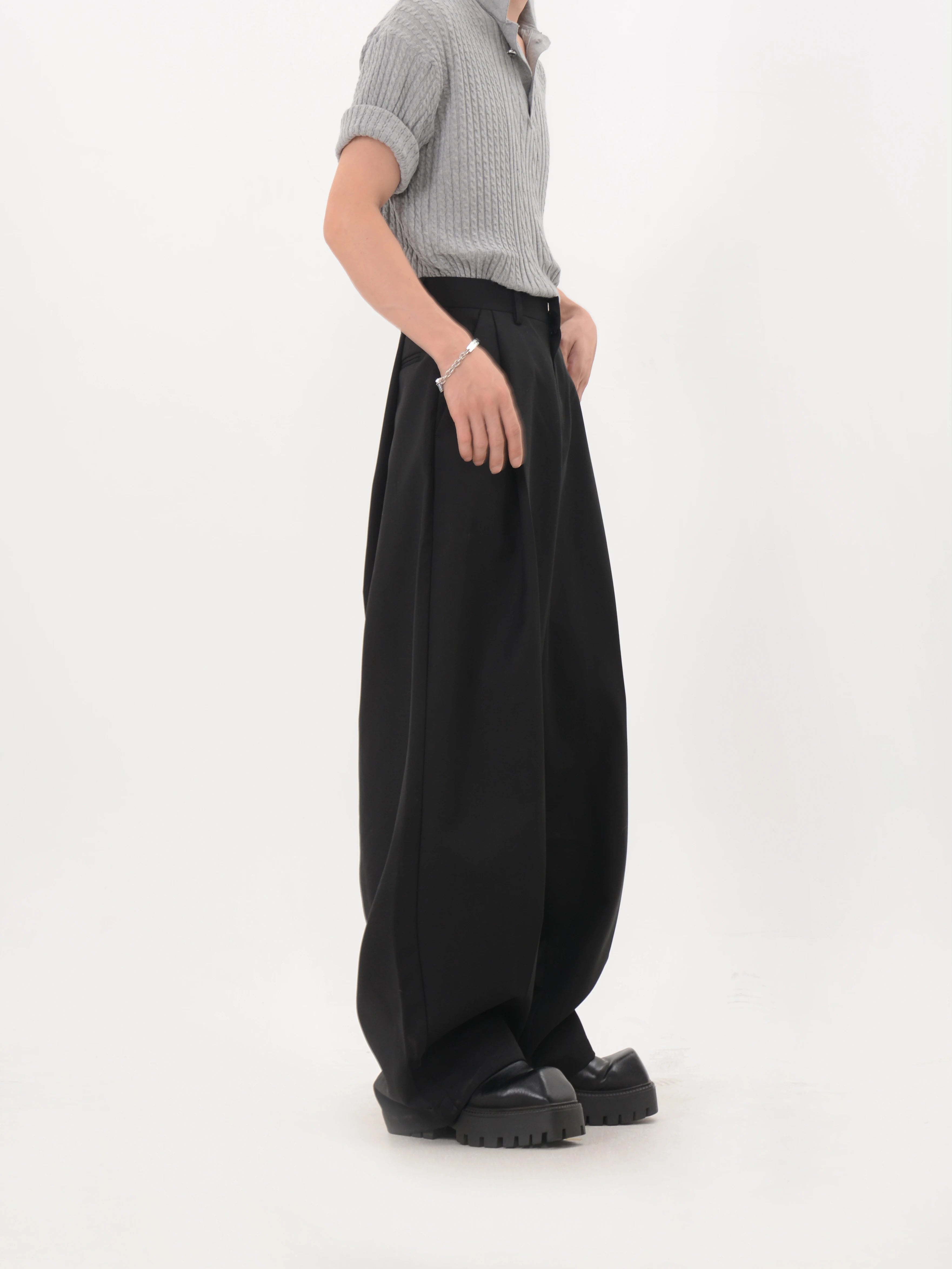 Flowy Drape Wide Trousers