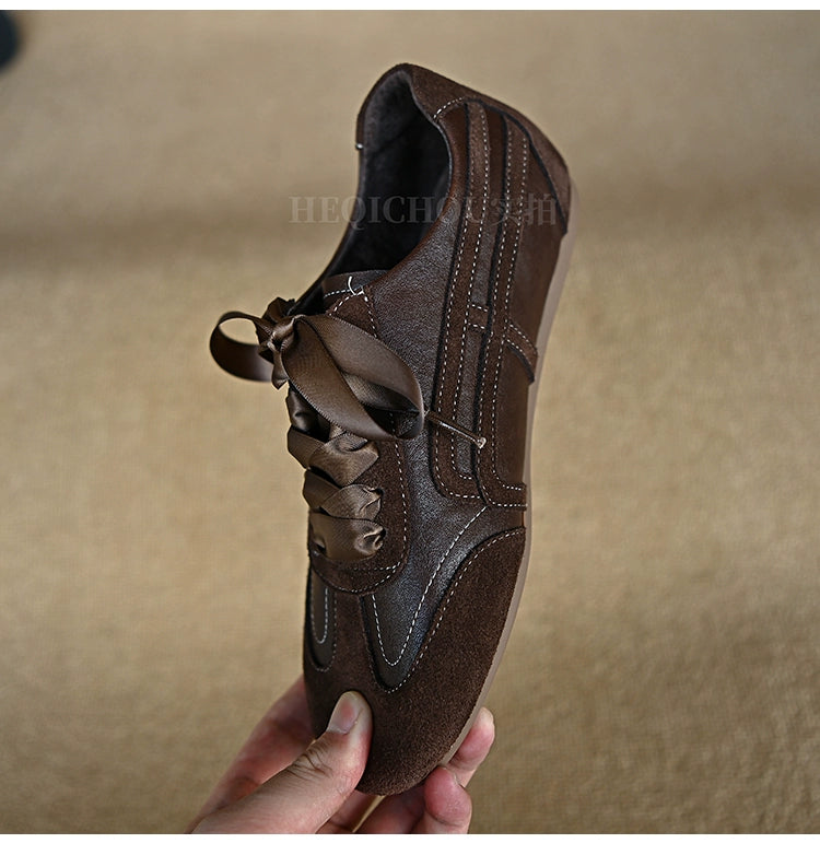 Mocha Satin Ribbon Sneaker