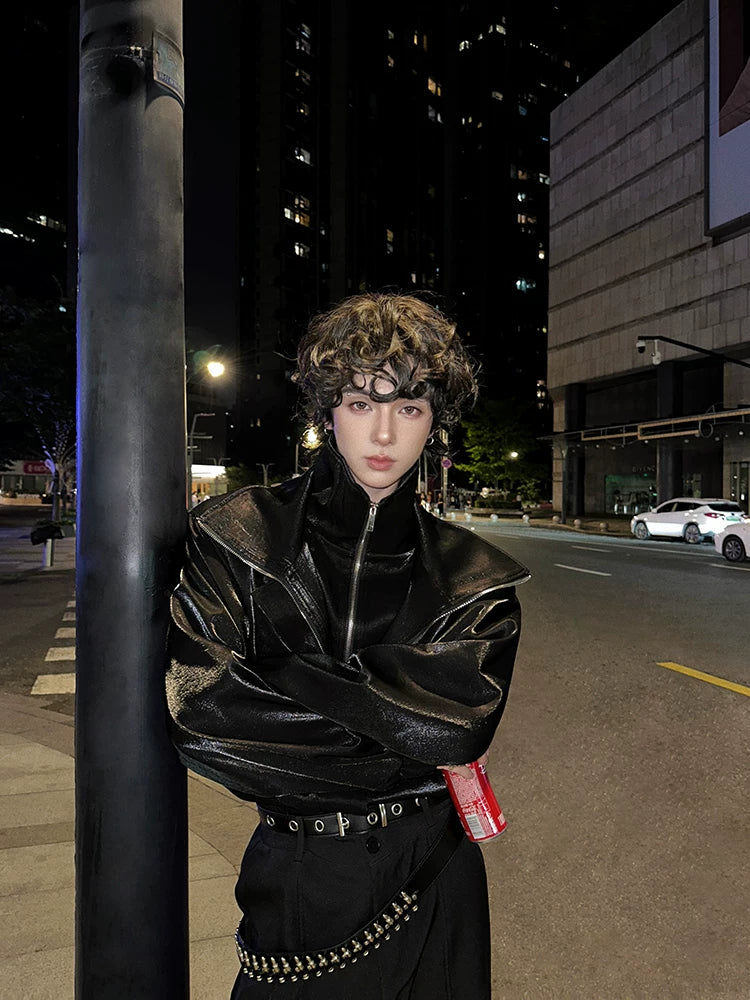 Nebula Gloss High-Collar Zip Jacket