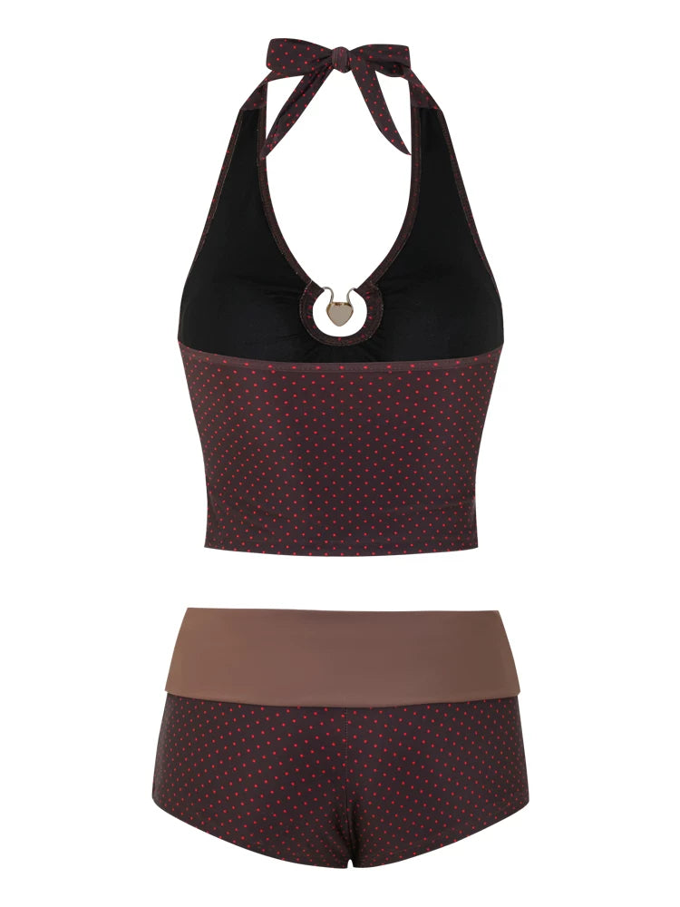 Heart Retro Tankini Shorts Set