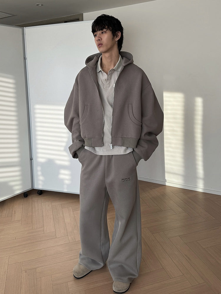 Heavyweight Boxy Hoodie and Wide-Leg Sweatpants Setup Gray / L / Hoodie