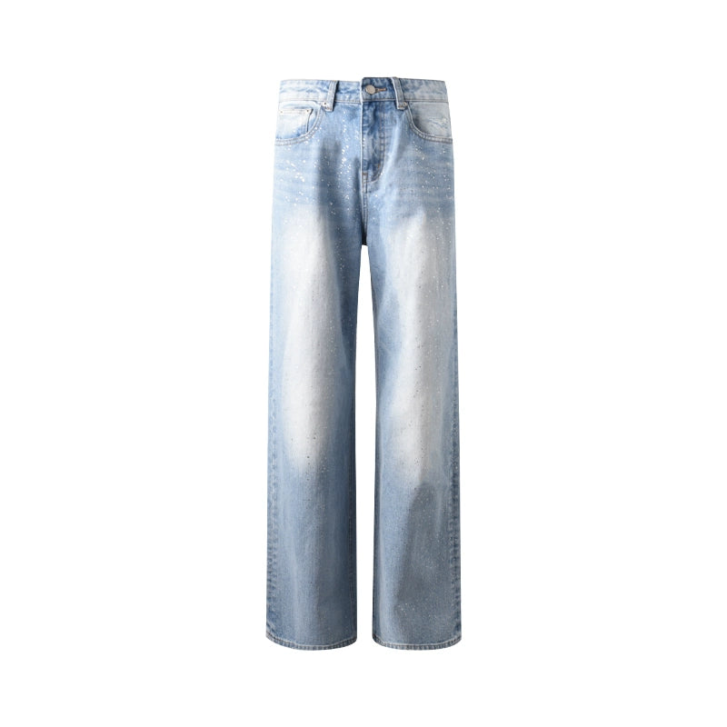 Stardust Fade Glitter Wide‑Leg Jeans