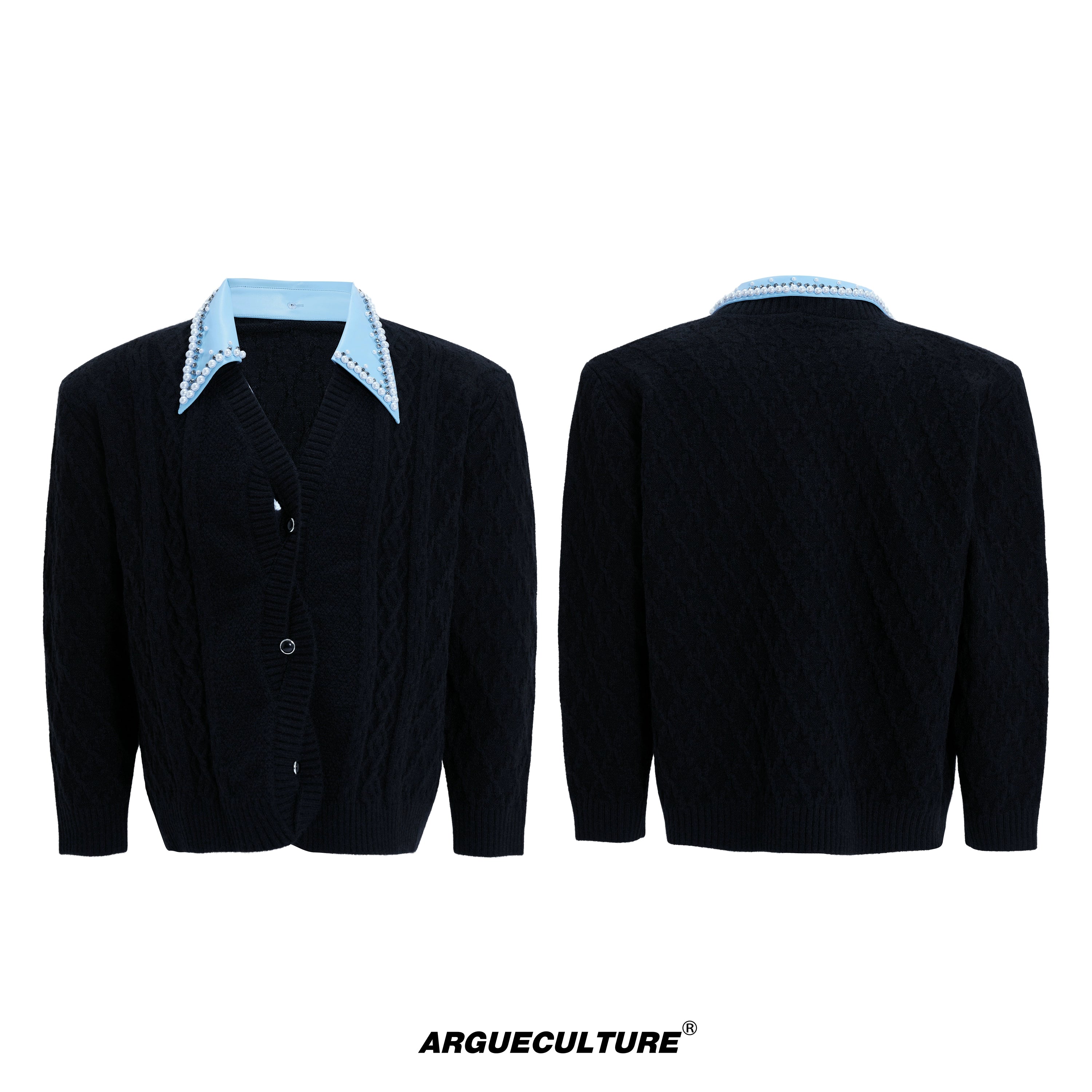 Cable Stud Collar Cardigan