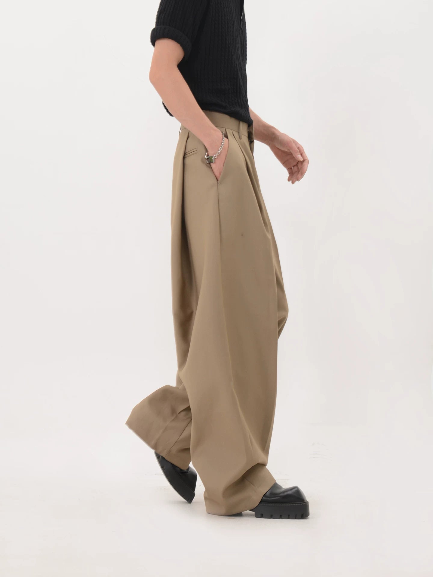 Flowy Drape Wide Trousers
