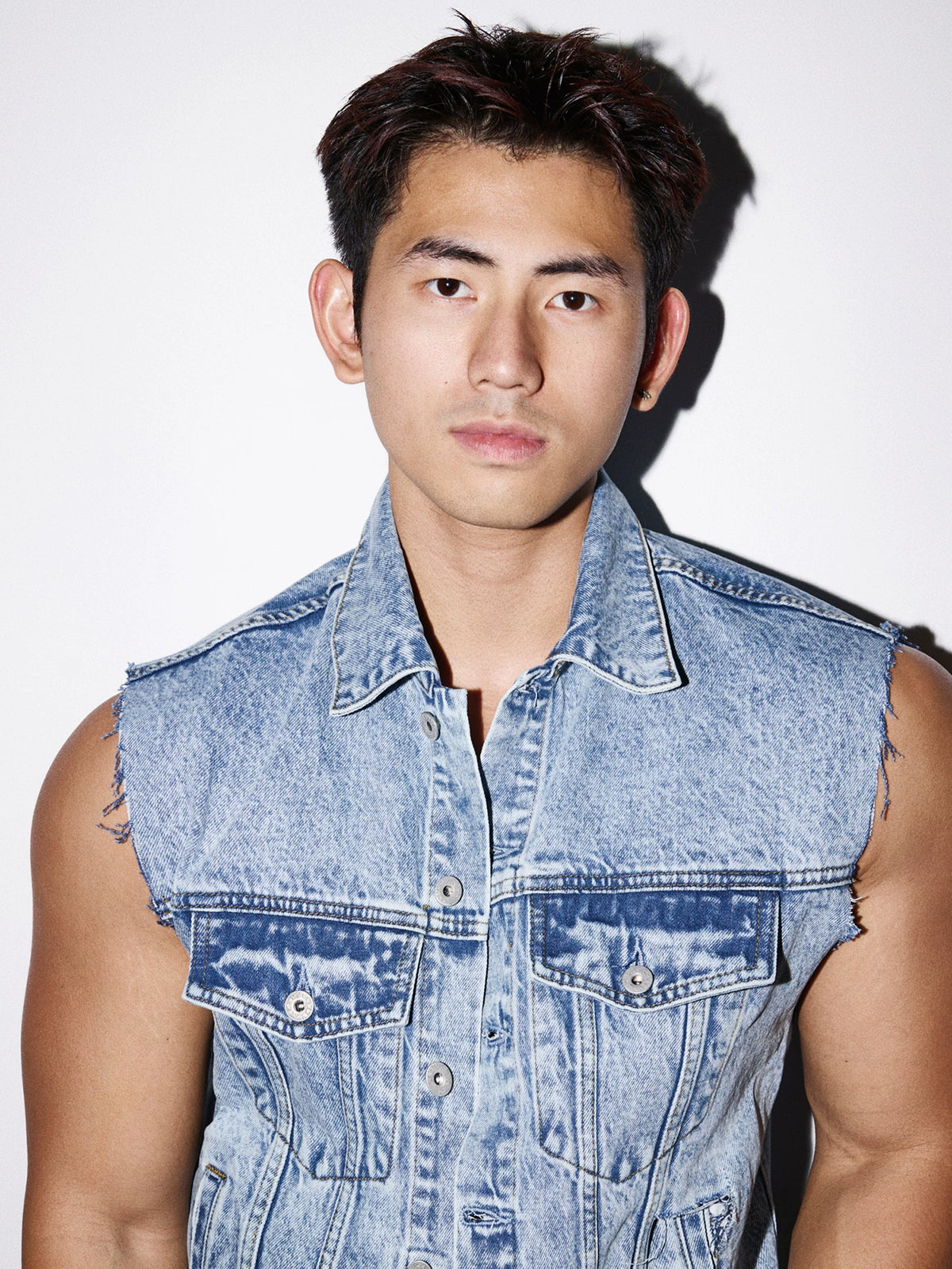 Raw Edge Acid Wash Denim Vest