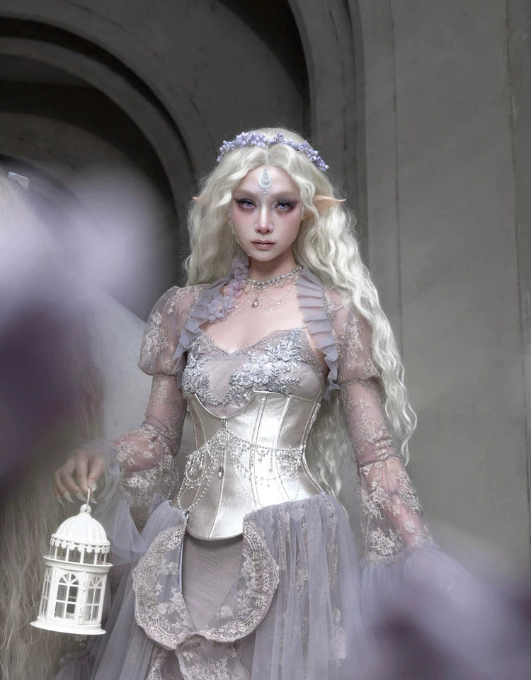 Lavender Lace Bell-Sleeve Shrug