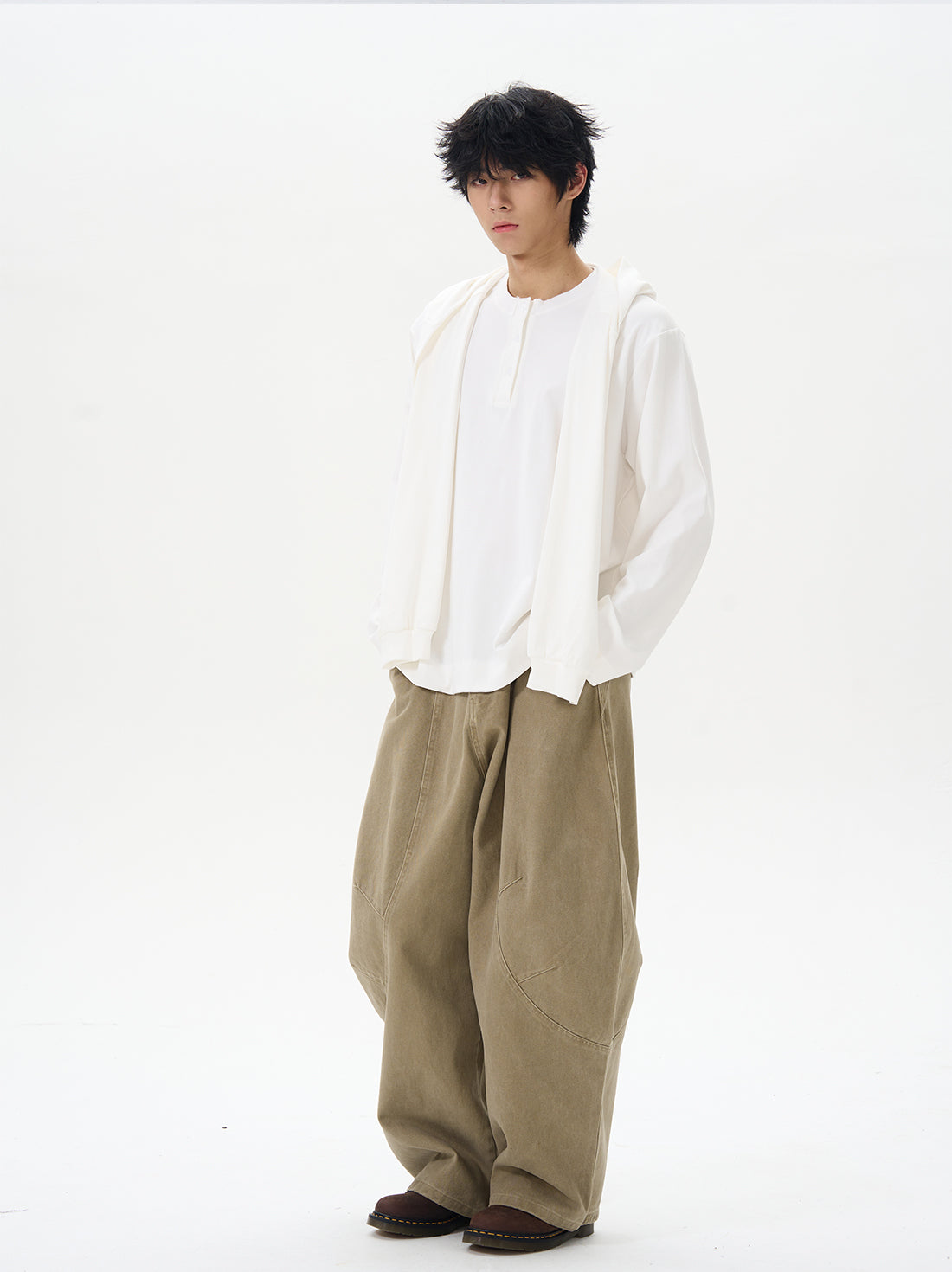 Olive Wide-Leg Cargo Chain Pants