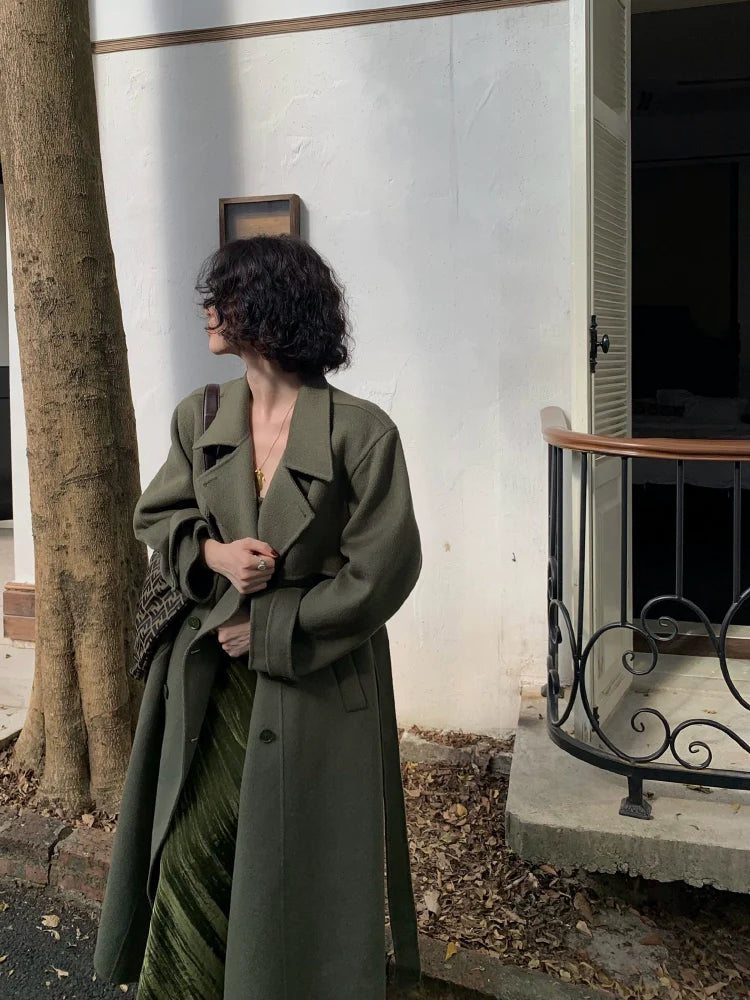 Sheep Wool Long Trench Coat