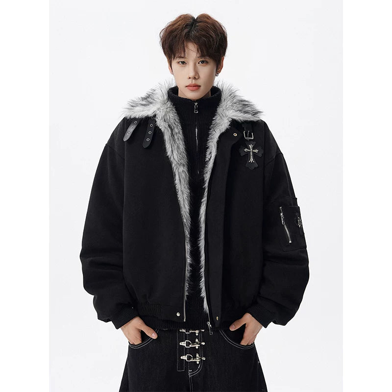 Frostbound Strap-Collar Aviator Jacket