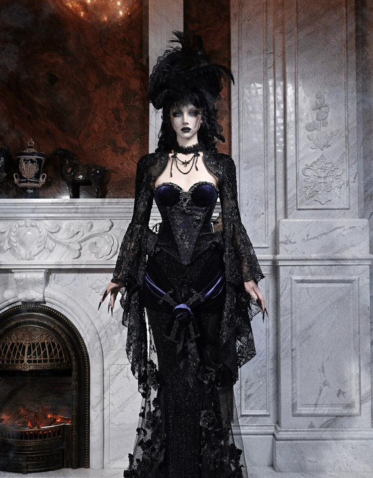 Gothic Black Lace Dramatic Bell Sleeve Bolero