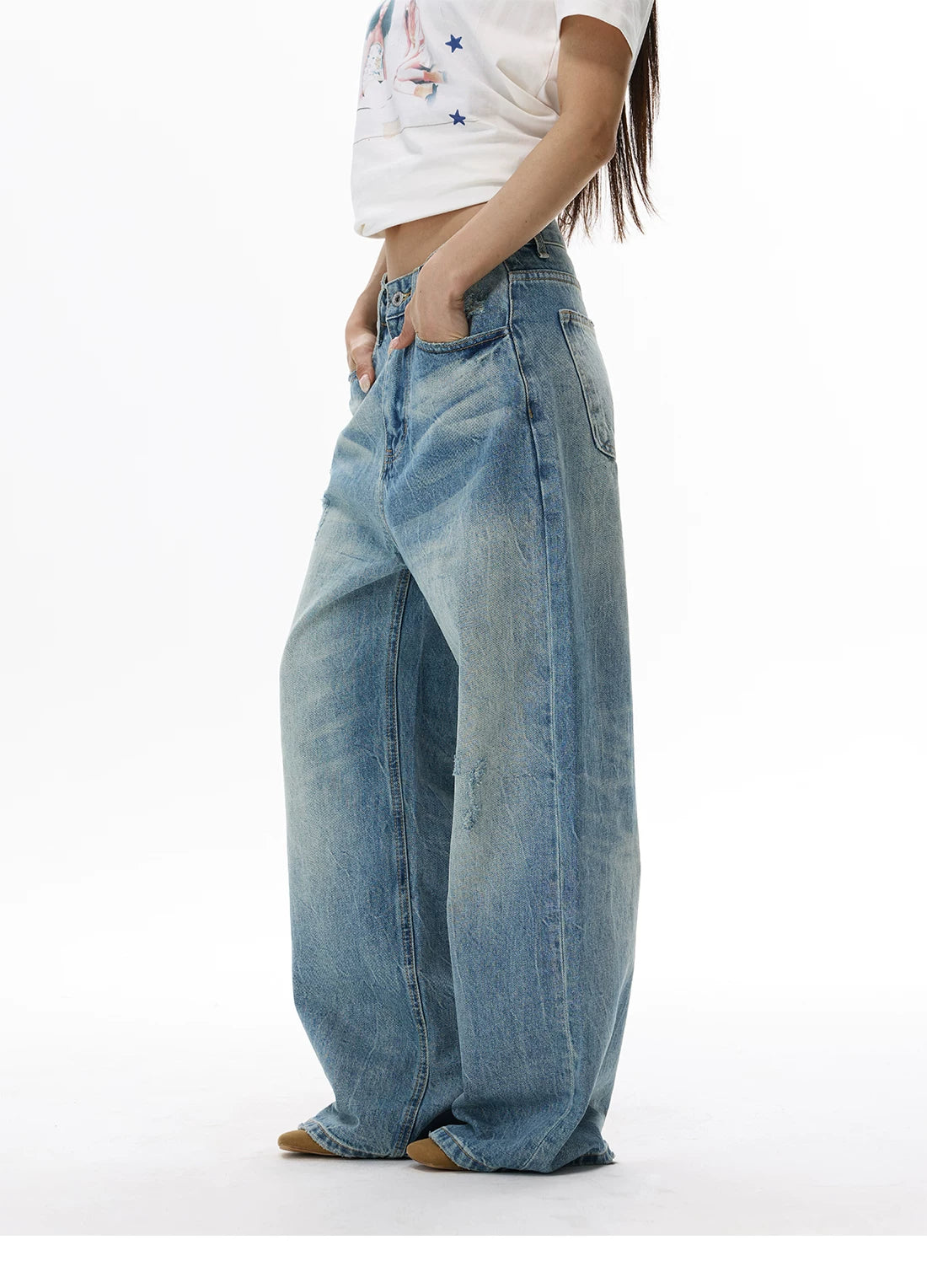 Seafoam Fade Arc Balloon Jeans