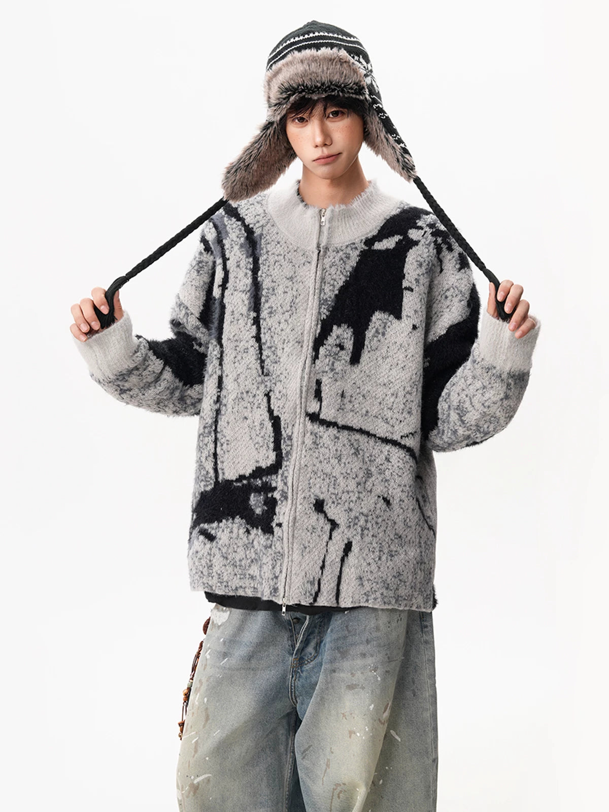 Marble Drift Fleece Zip Jacket