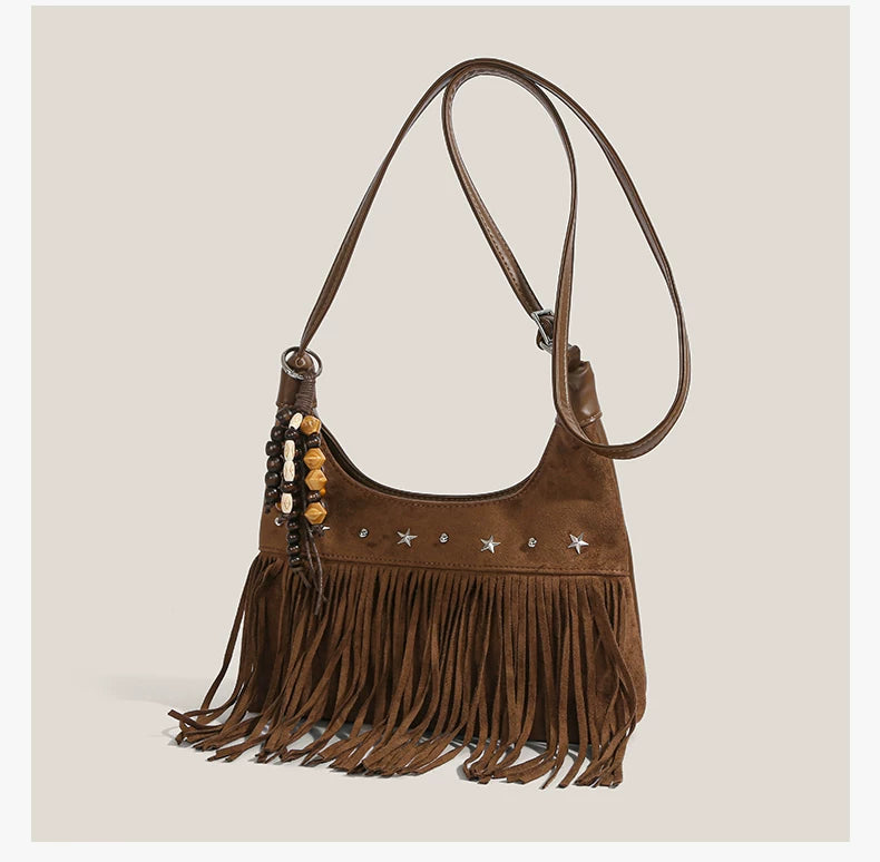 Desert Star Fringe Beaded Hobo