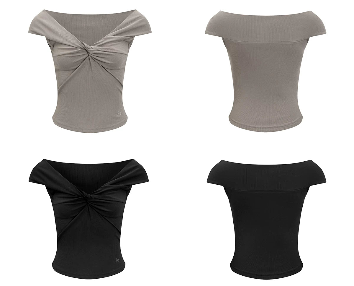 Twist Front Off-Shoulder Fitted Top