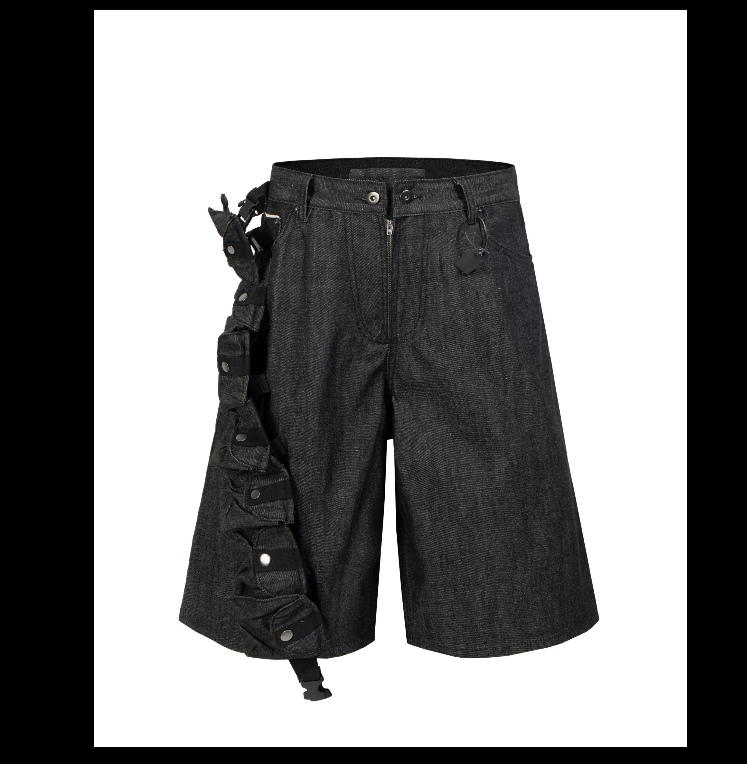 Grayscale Ruin Strap-Ladder Cargo Shorts