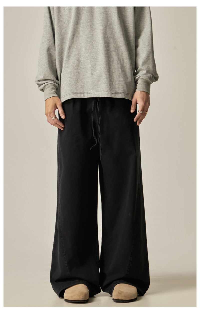 Brown Loose Drawstring Wide Pants