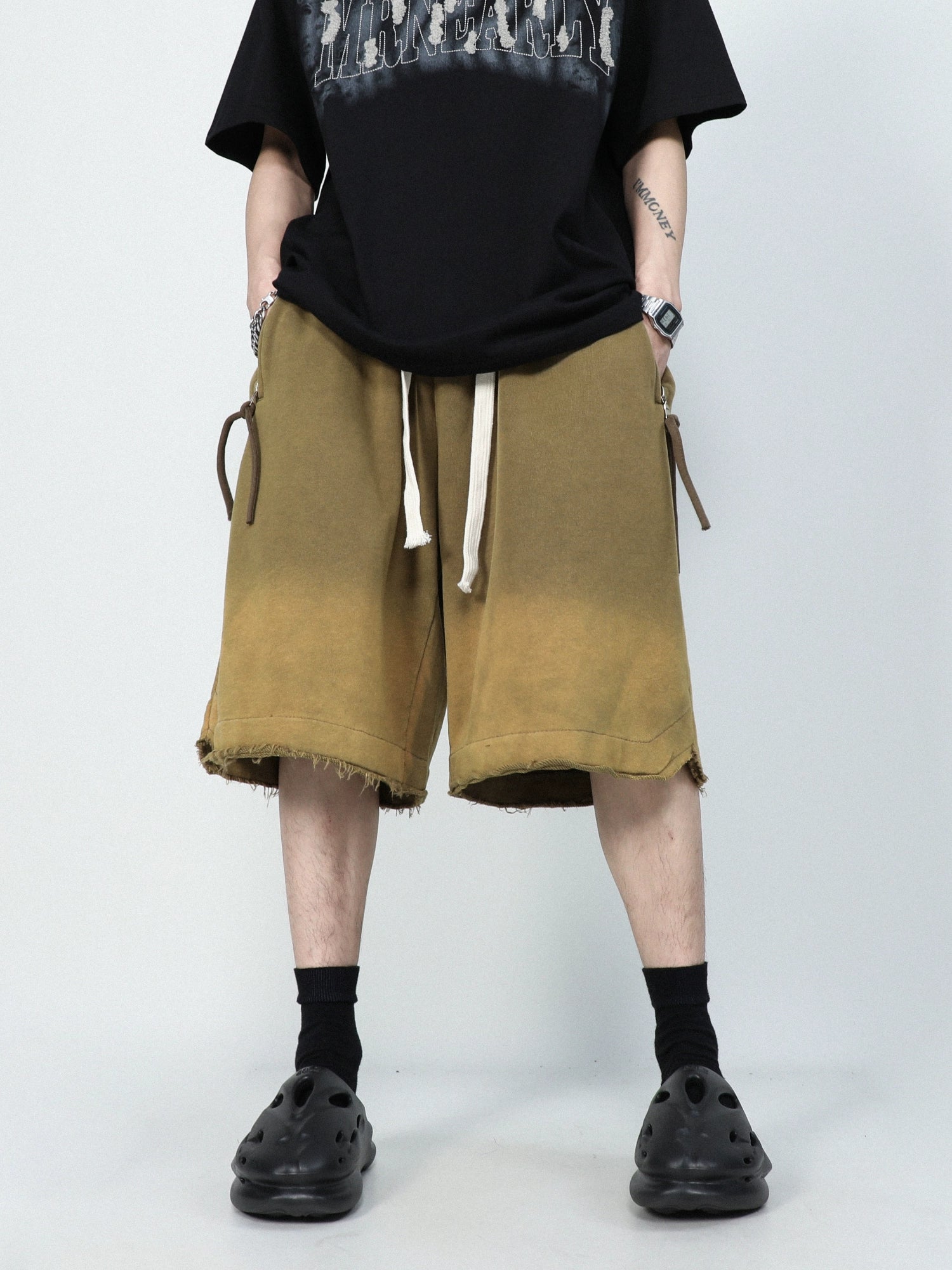 Raw Edge Fade Sweat Shorts