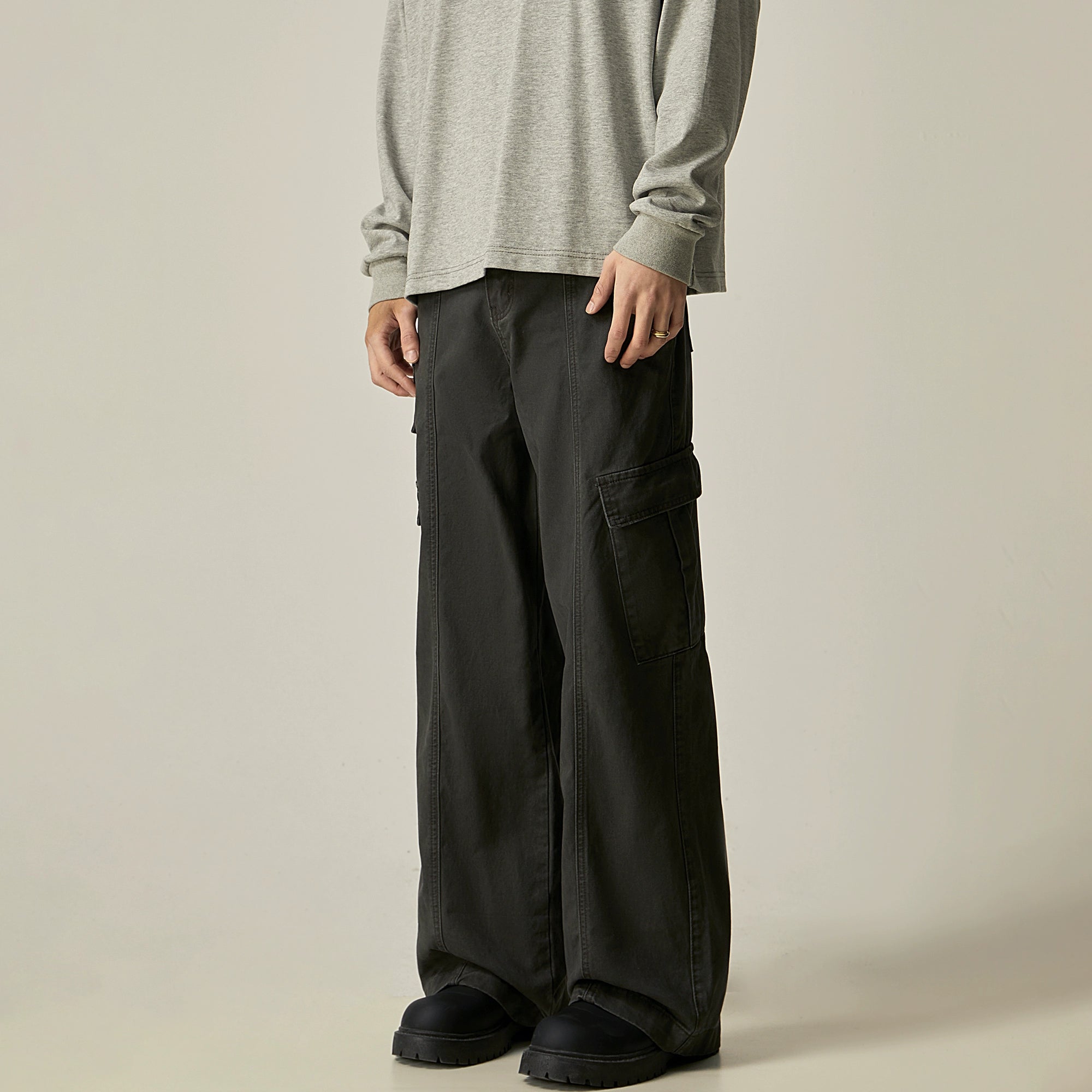 Black Wide Leg Cargo Pants