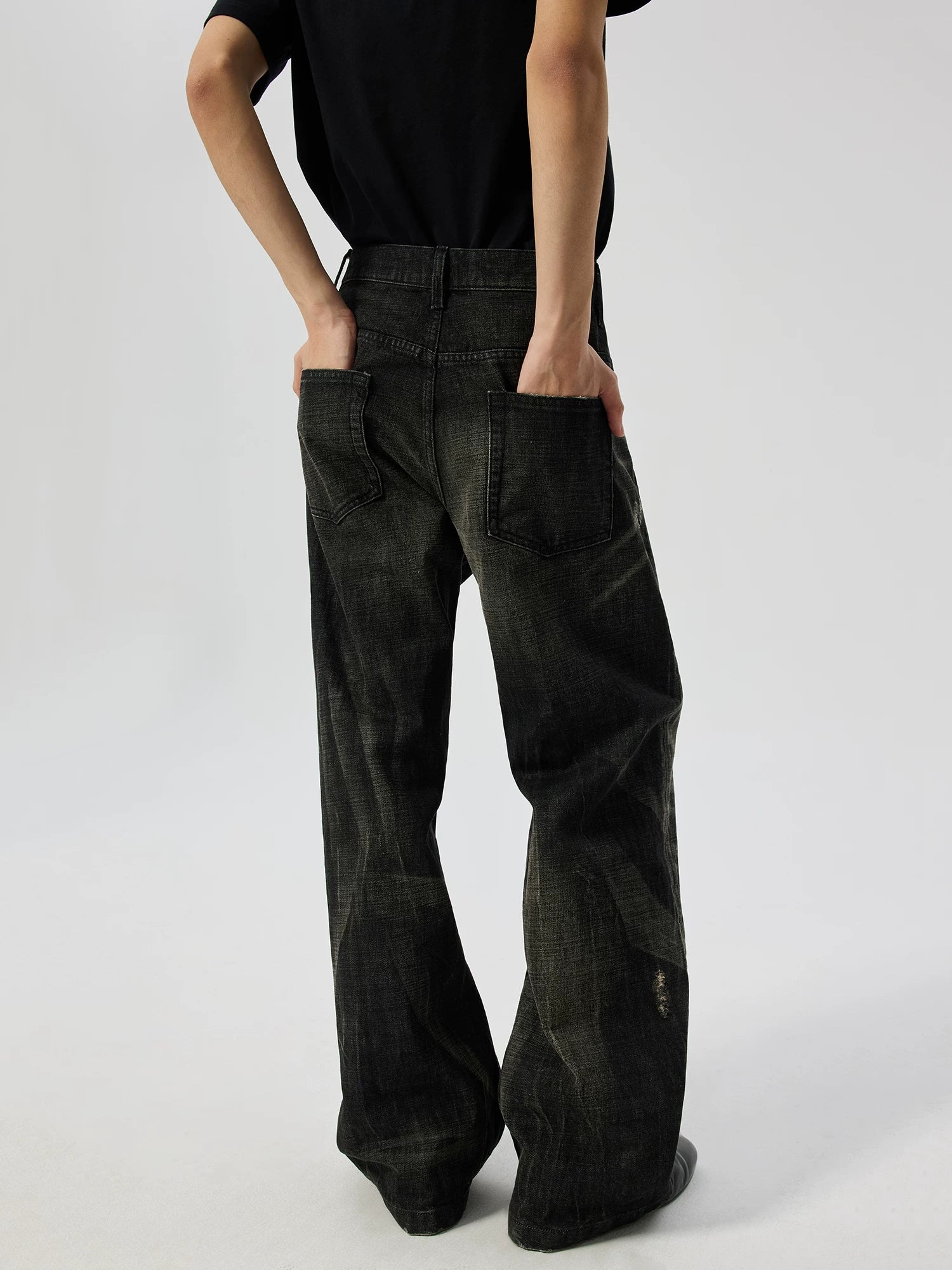 Nightscar Distressed Wide-Leg Jeans