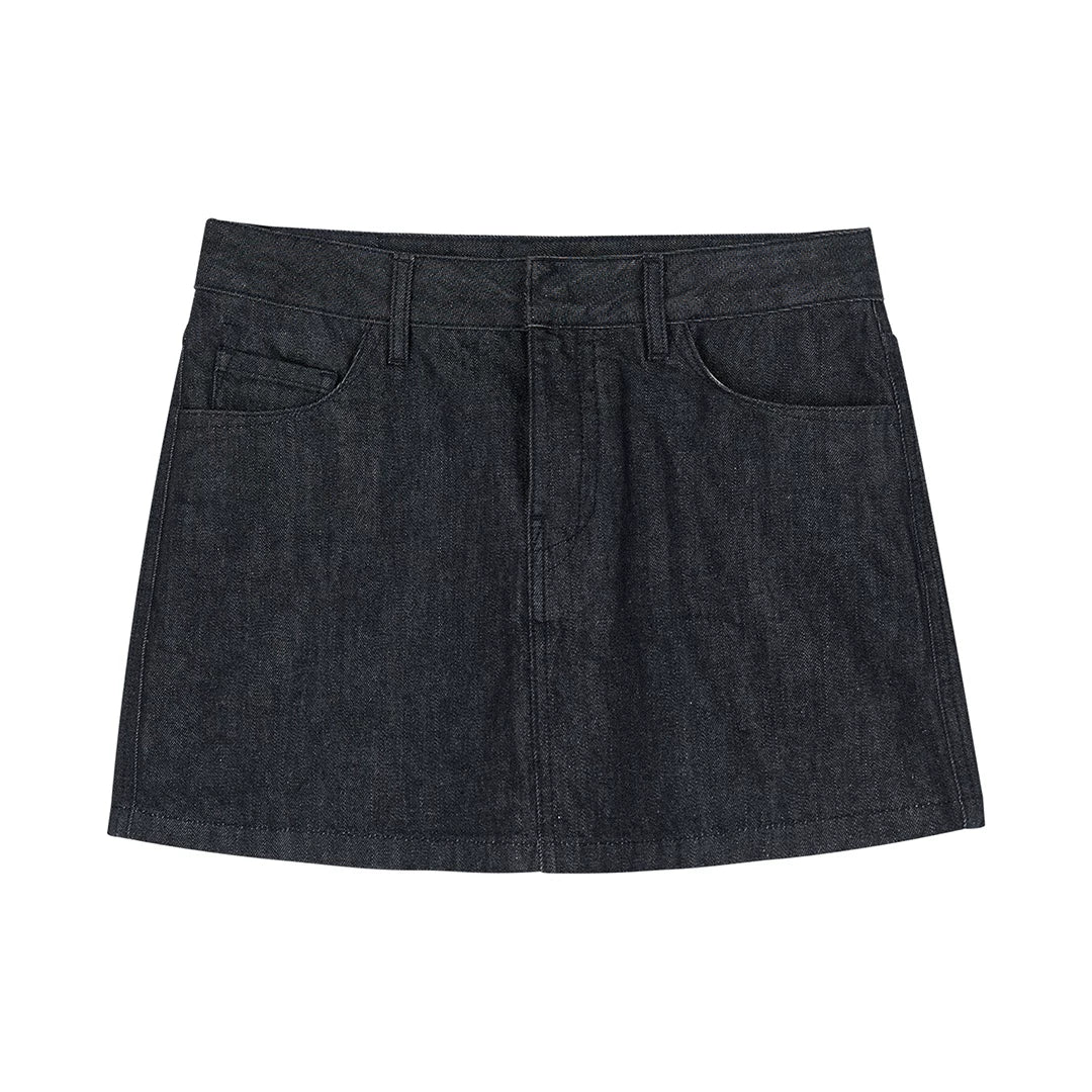 Black Denim Mini Skirt