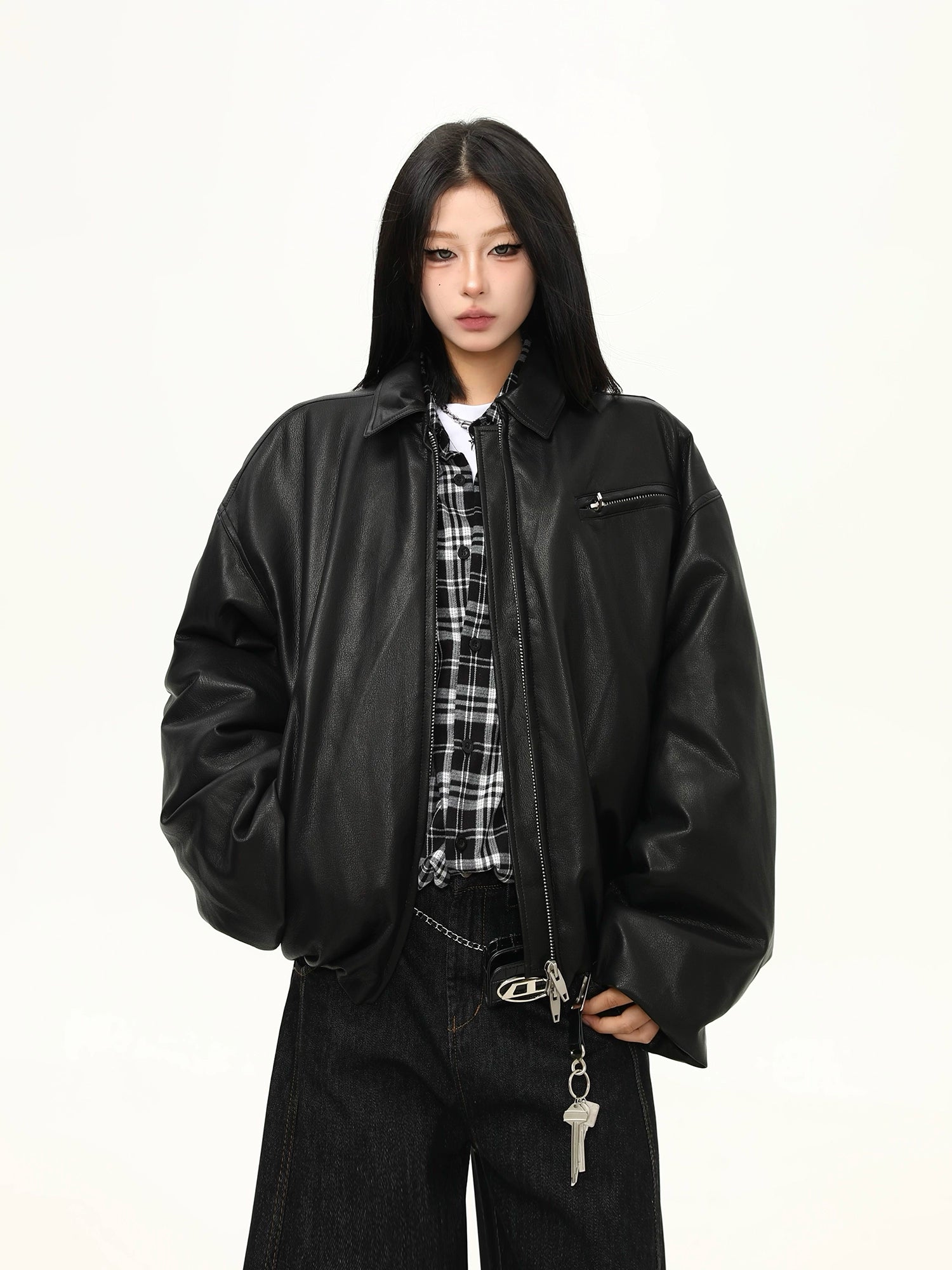 Midnight Drift Oversized Faux Leather Jacket